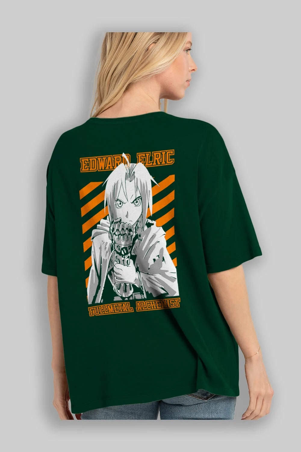 EDWARD ELRIC Anime Arka Baskılı Oversize t-shirt Erkek Kadın Unisex