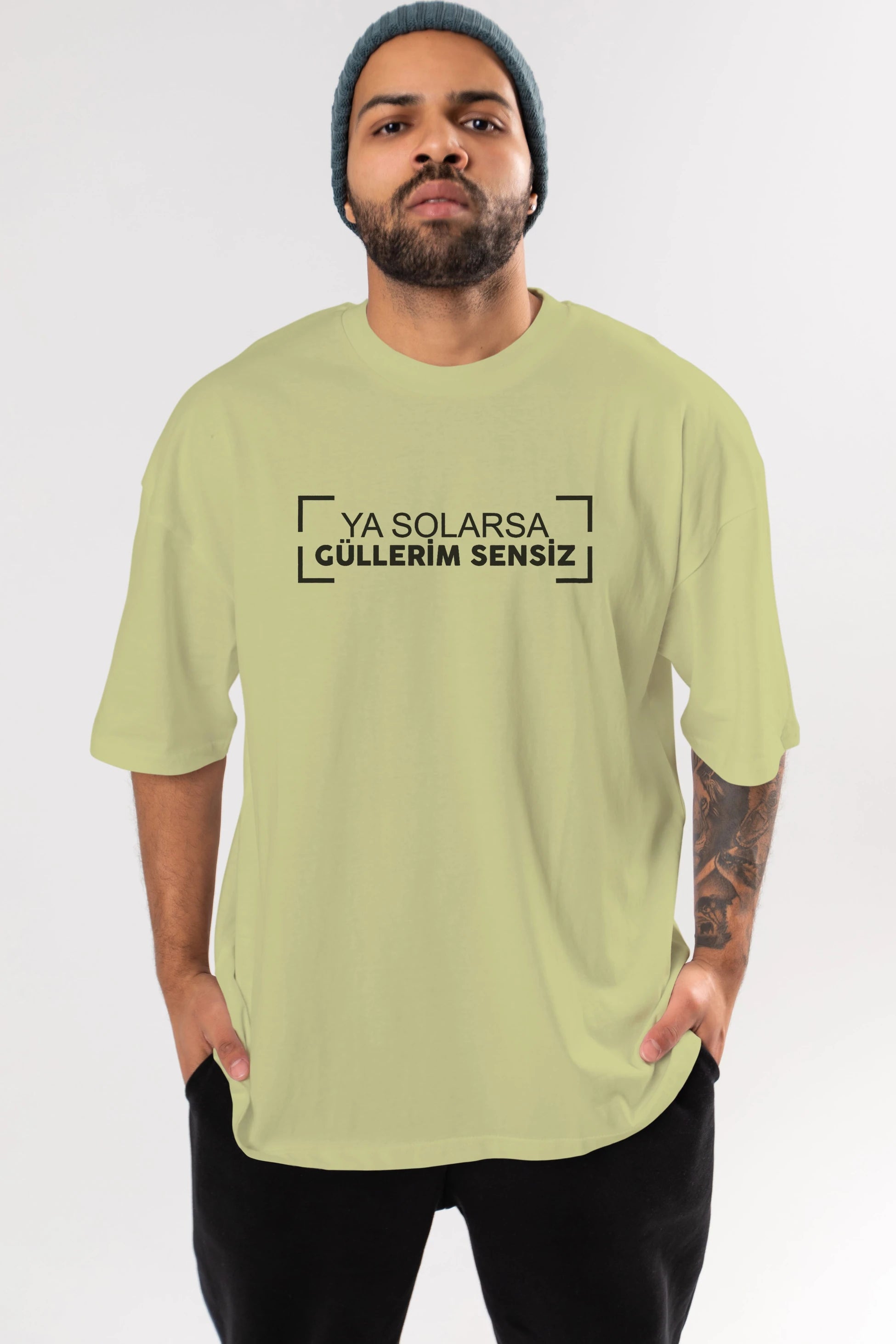 Ya Solarsa Güllerim Sensiz Ön Baskılı Oversize t-shirt %100 pamuk Erkek Kadın Unisex