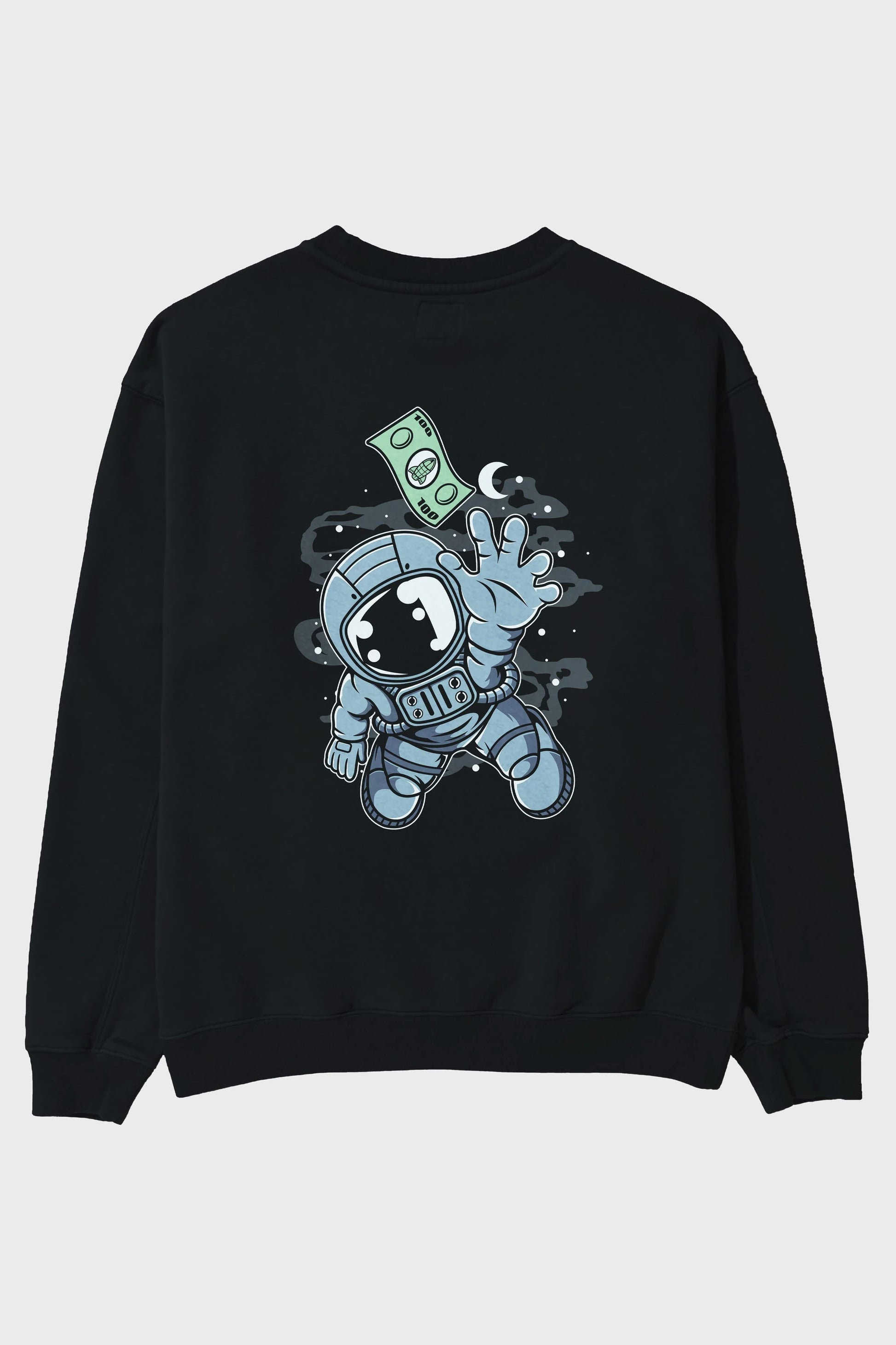 Astronaut Dollar Arka Baskılı Oversize Sweatshirt Erkek Kadın Unisex