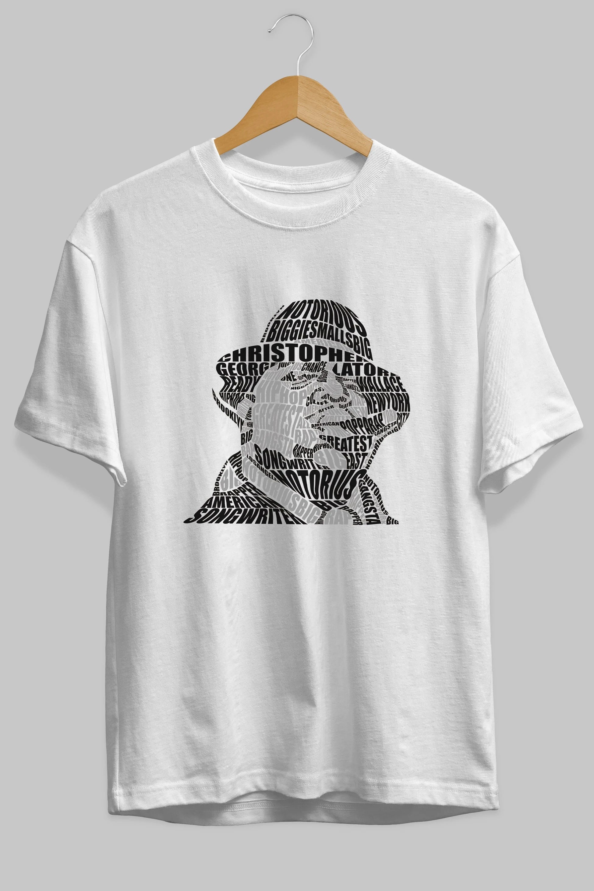 Notorious Big Calligram Ön Baskılı Oversize t-shirt %100 pamuk Erkek Kadın Unisex