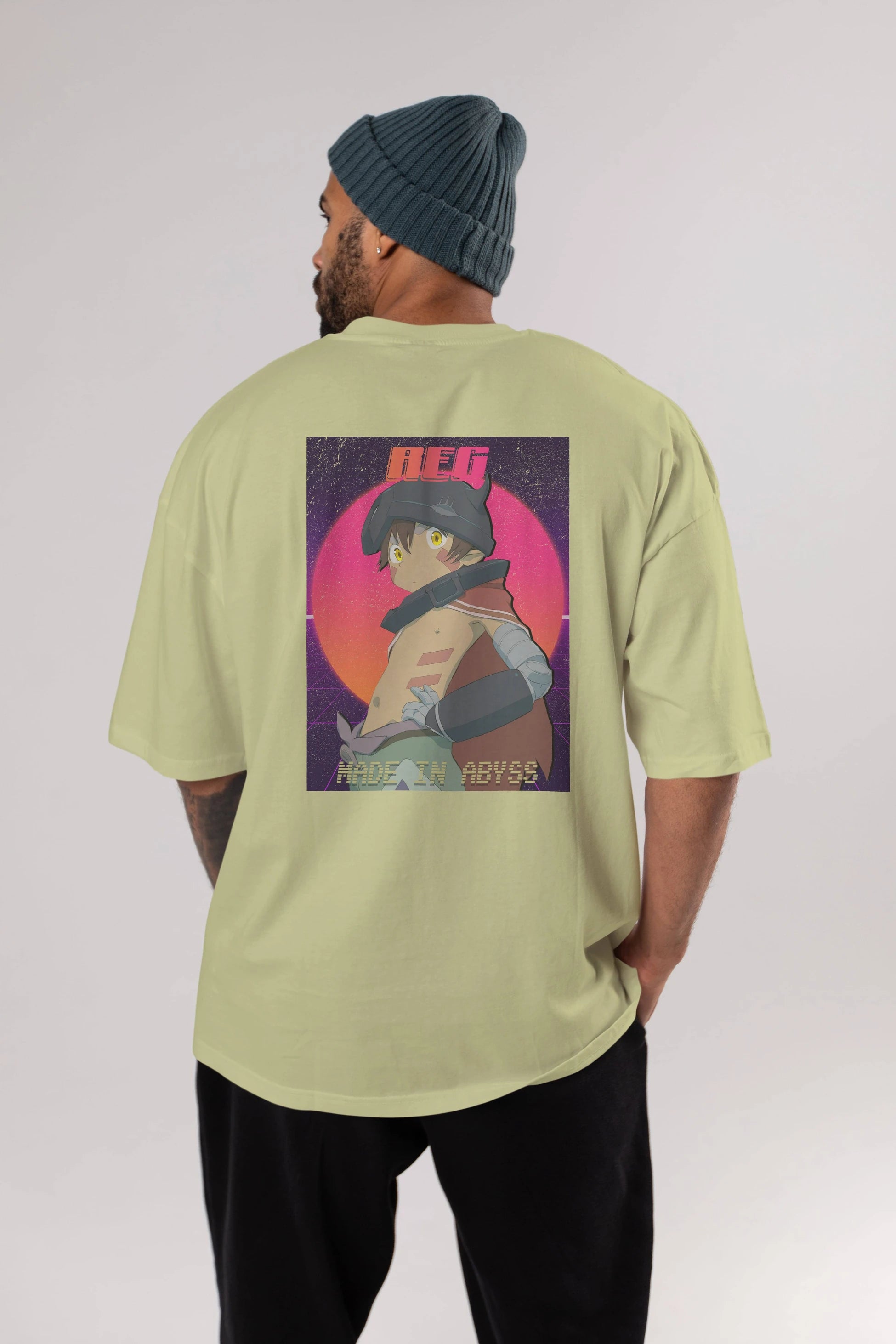 Reg 7 Anime Arka Baskılı Oversize t-shirt Erkek Kadın Unisex