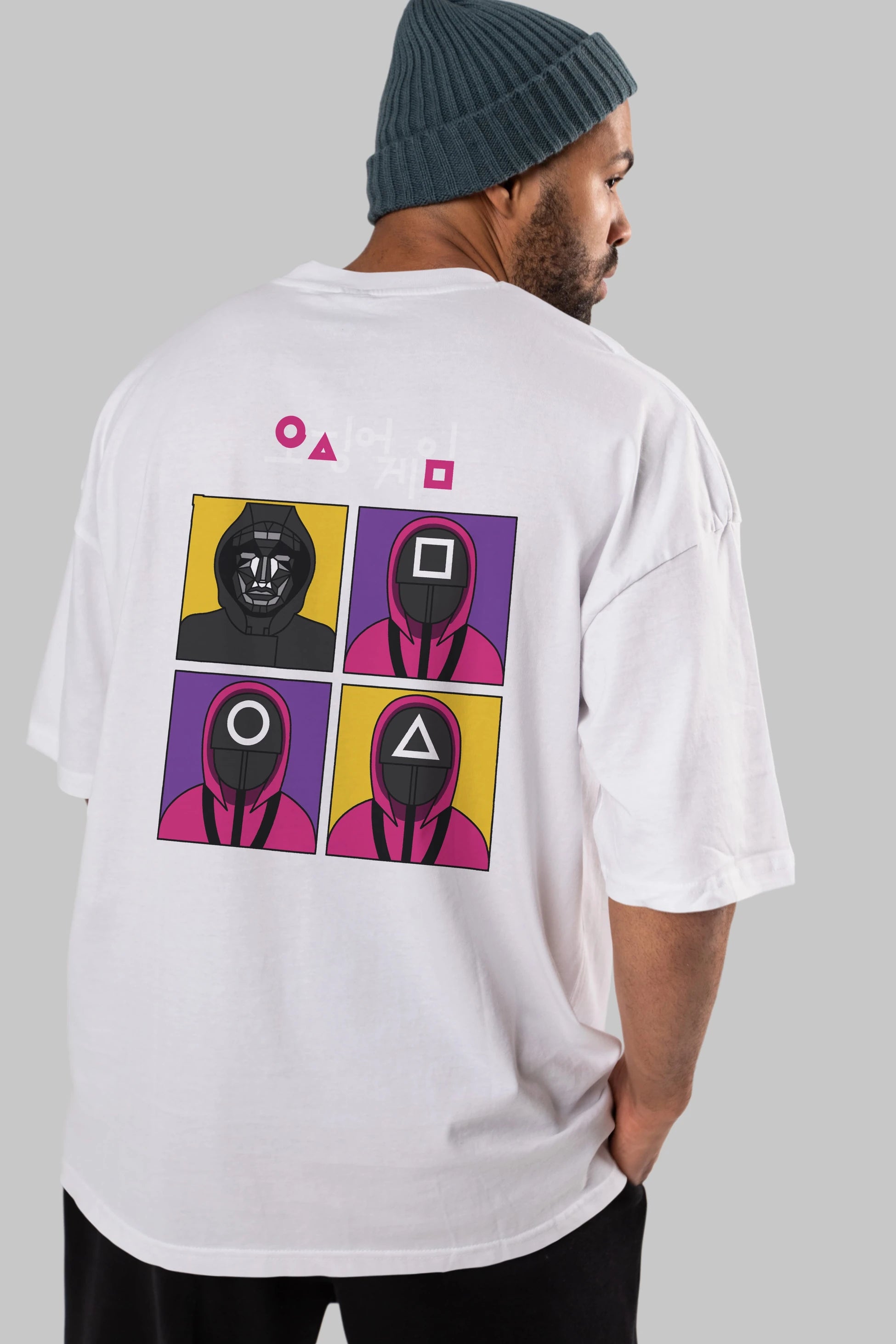 Squid Game (1) Arka Baskılı Oversize t-shirt Erkek Kadın Unisex %100 Pamuk Bisiklet Yaka tişort
