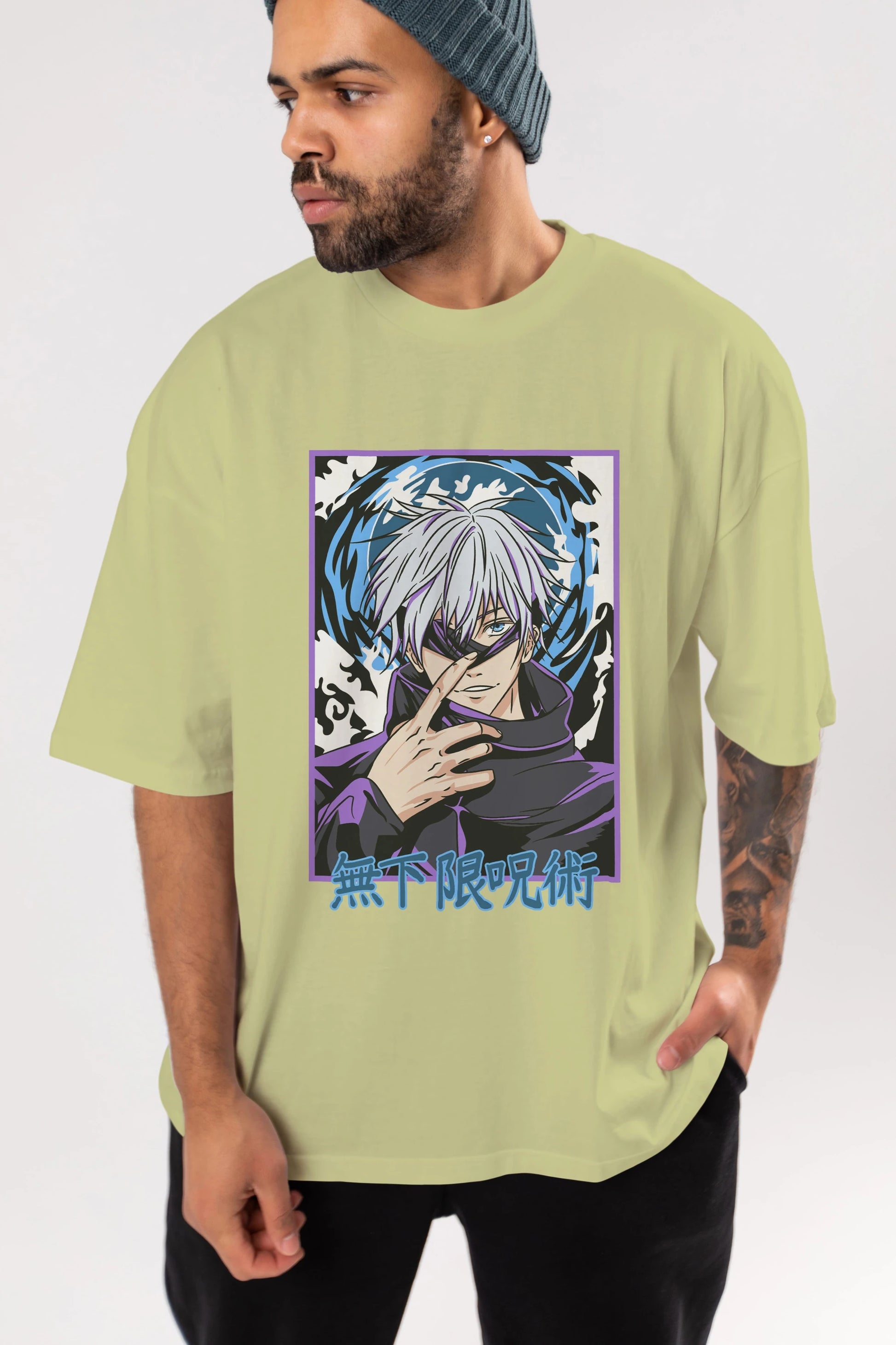SATORU GOJO 3 Anime Ön Baskılı Oversize t-shirt %100 pamuk Erkek Kadın Unisex