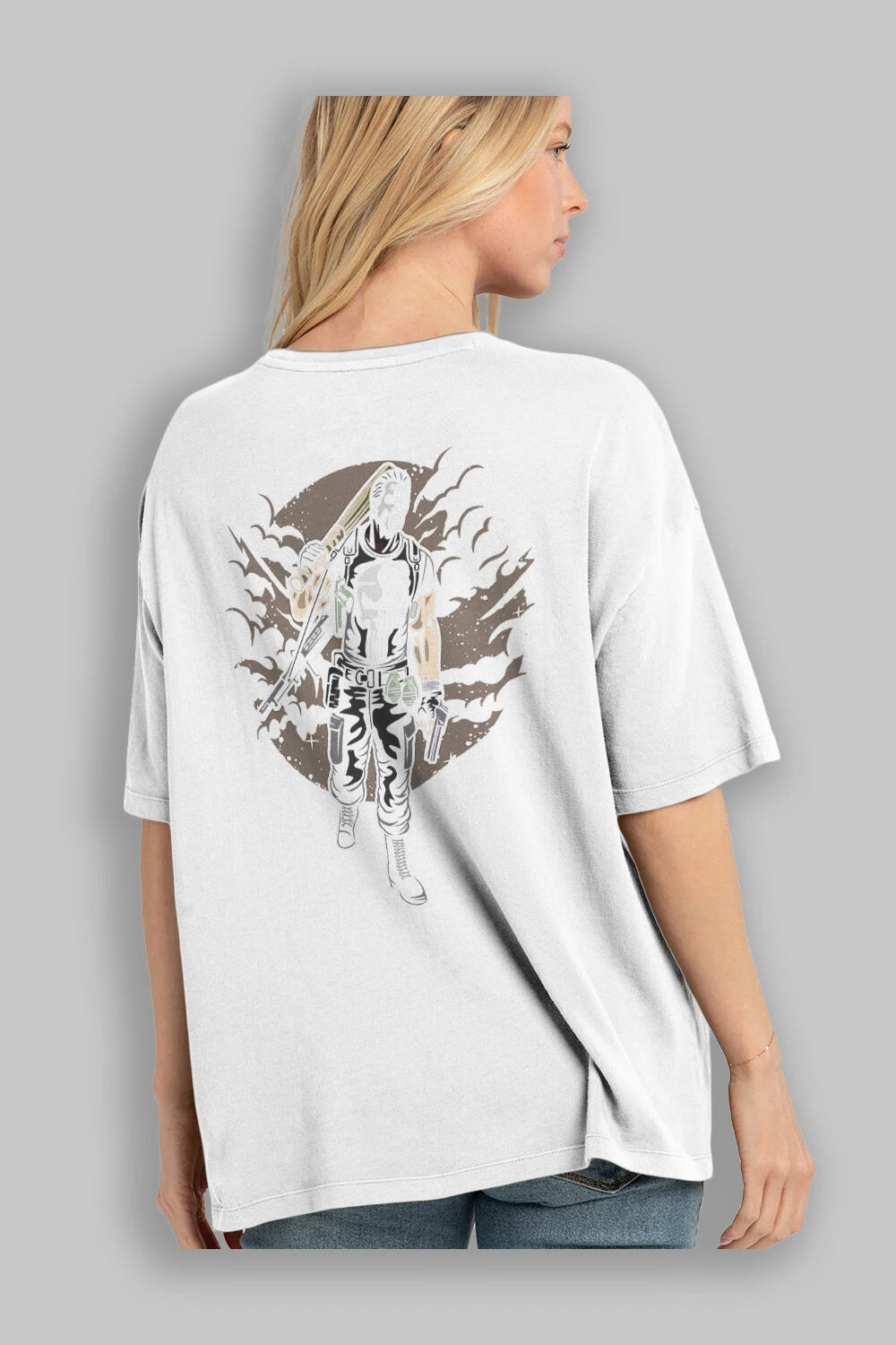 Punisher Arka Baskılı Oversize t-shirt Erkek Kadın Unisex %100 Pamuk