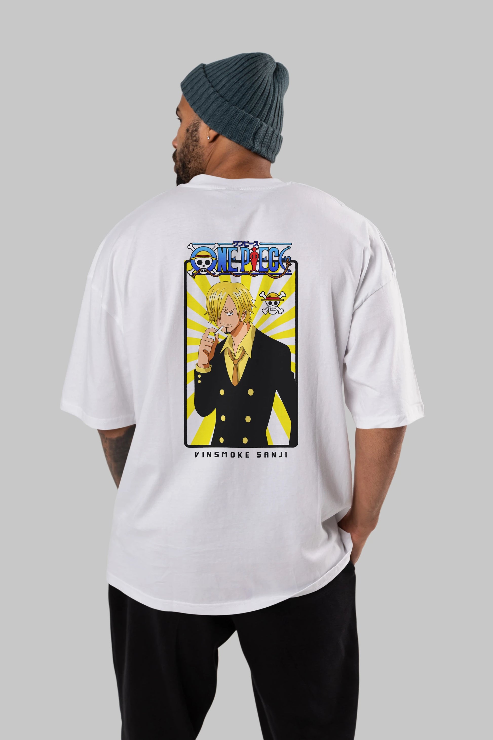 Sanji 4 Anime Arka Baskılı Oversize t-shirt Erkek Kadın Unisex %100 pamuk tişort