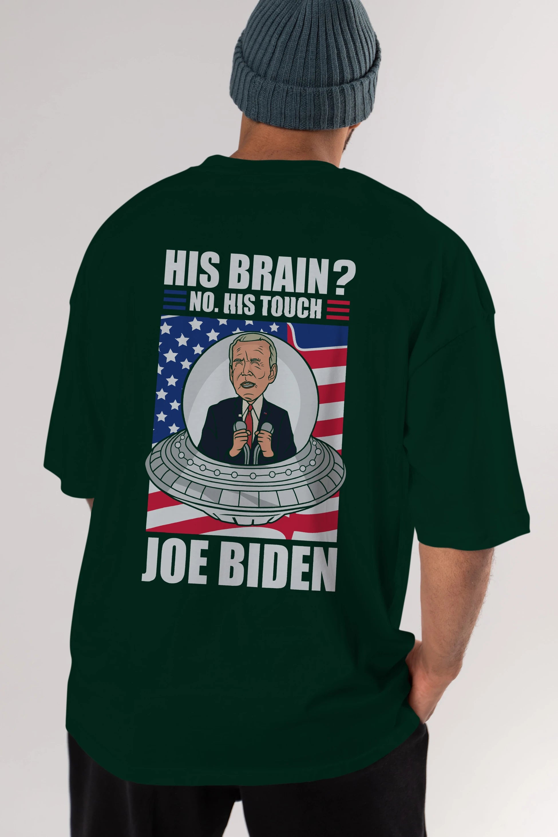 Alien Biden Arka Baskılı Oversize t-shirt Erkek Kadın Unisex %100 Pamuk tişort