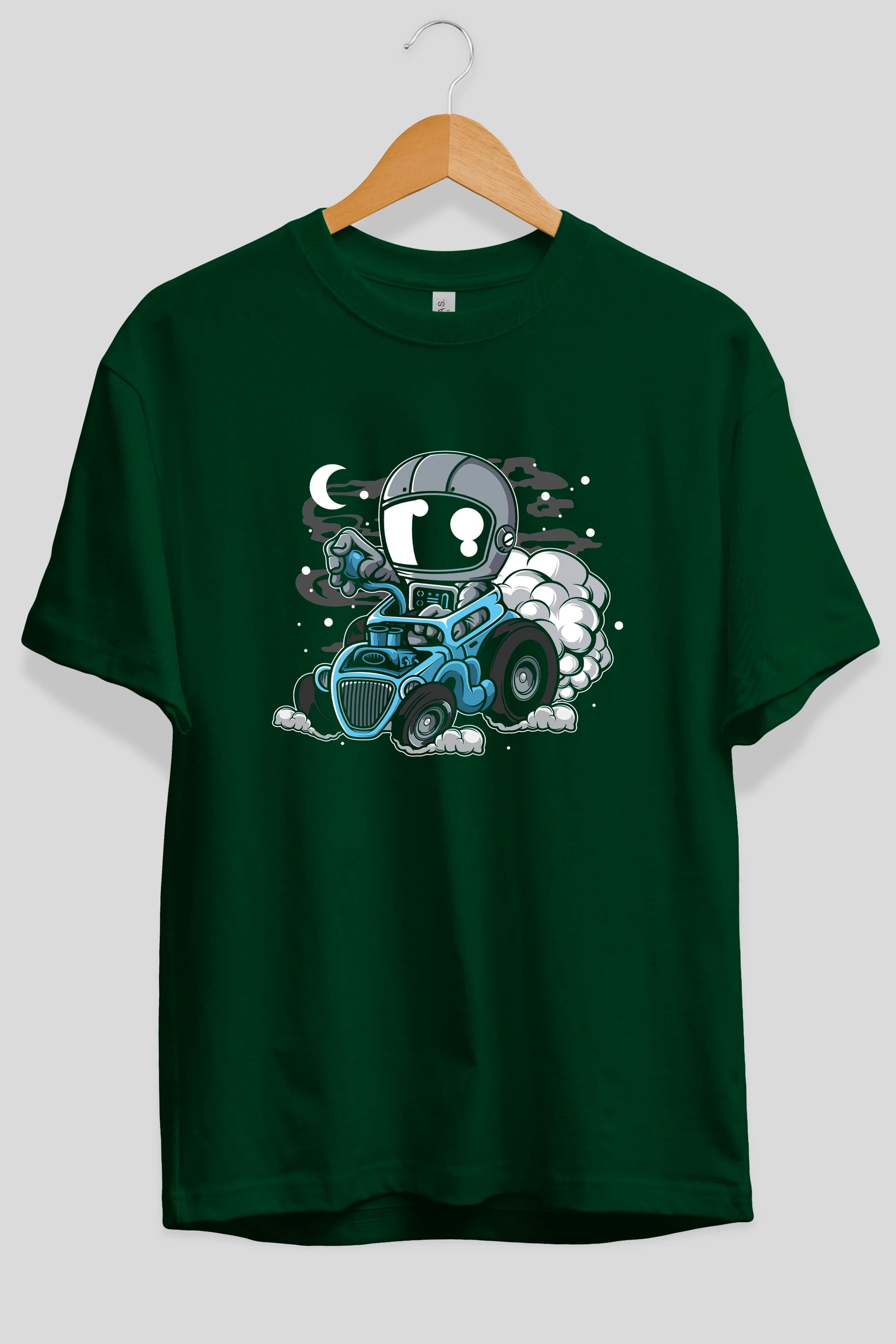Astronaut Hotrod Ön Baskılı Oversize t-shirt Erkek Kadın Unisex