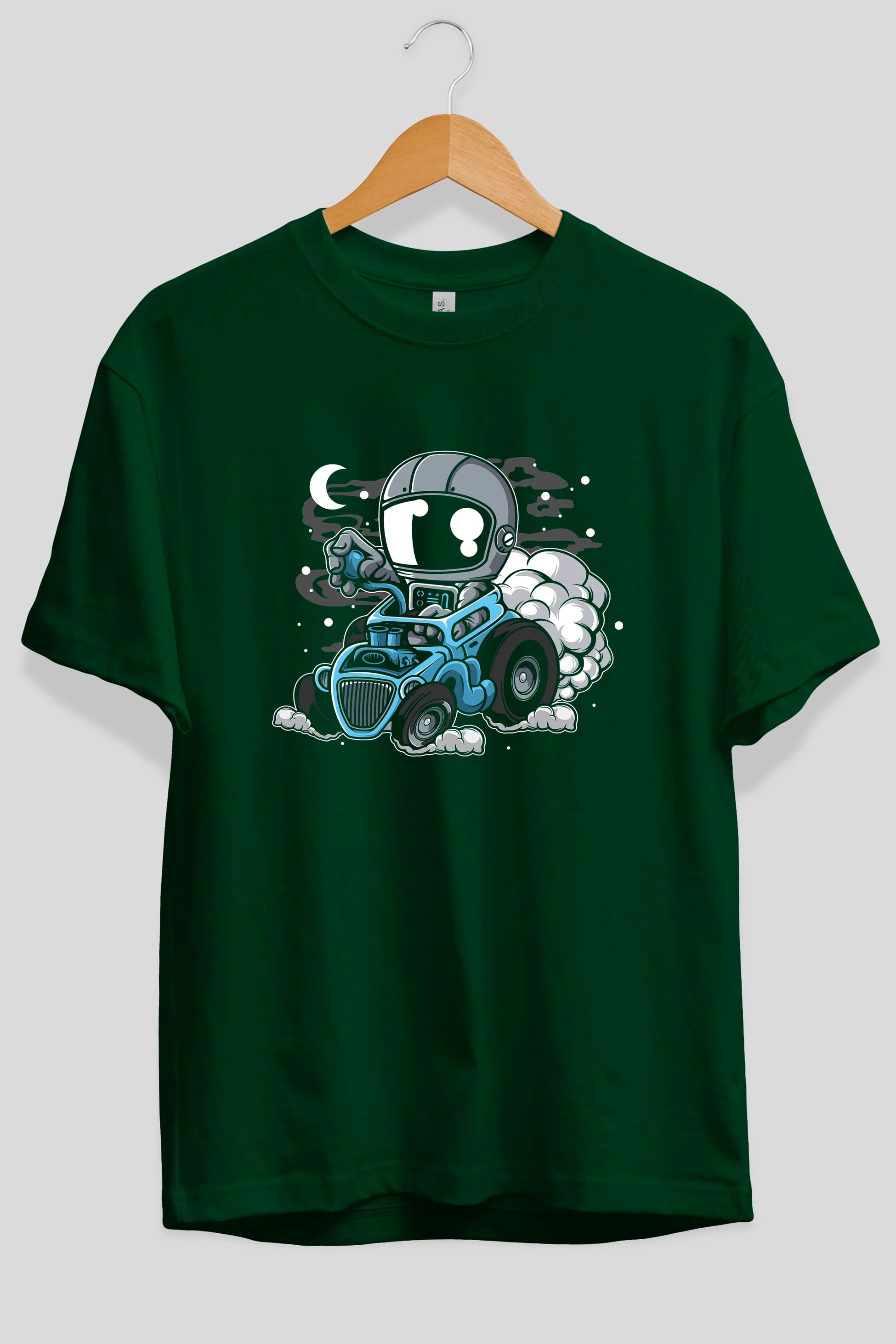 Astronaut Hotrod Ön Baskılı Oversize t-shirt Erkek Kadın Unisex