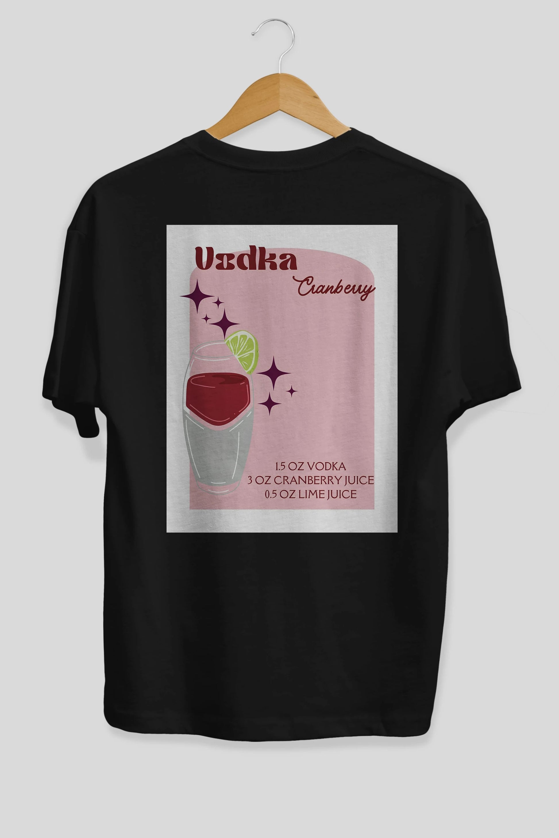 Vodka Cranberry 2 Arka Baskılı Oversize t-shirt Erkek Kadın Unisex %100 Pamuk Bisiklet Yaka tişort