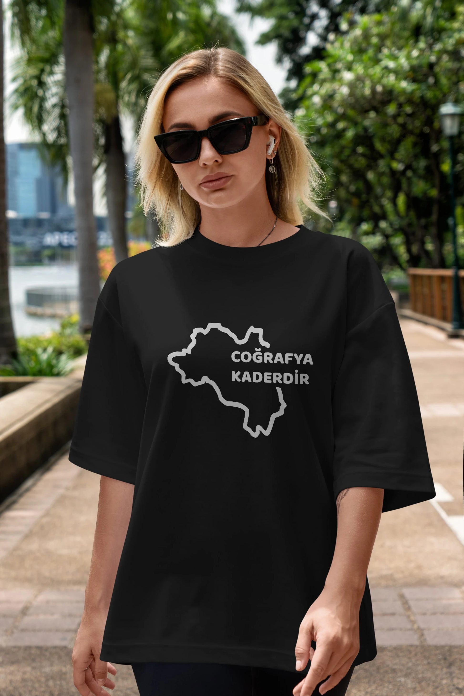 Coğrafya Kaderdir Ön Baskılı Oversize t-shirt %100 pamuk Erkek Kadın Unisex