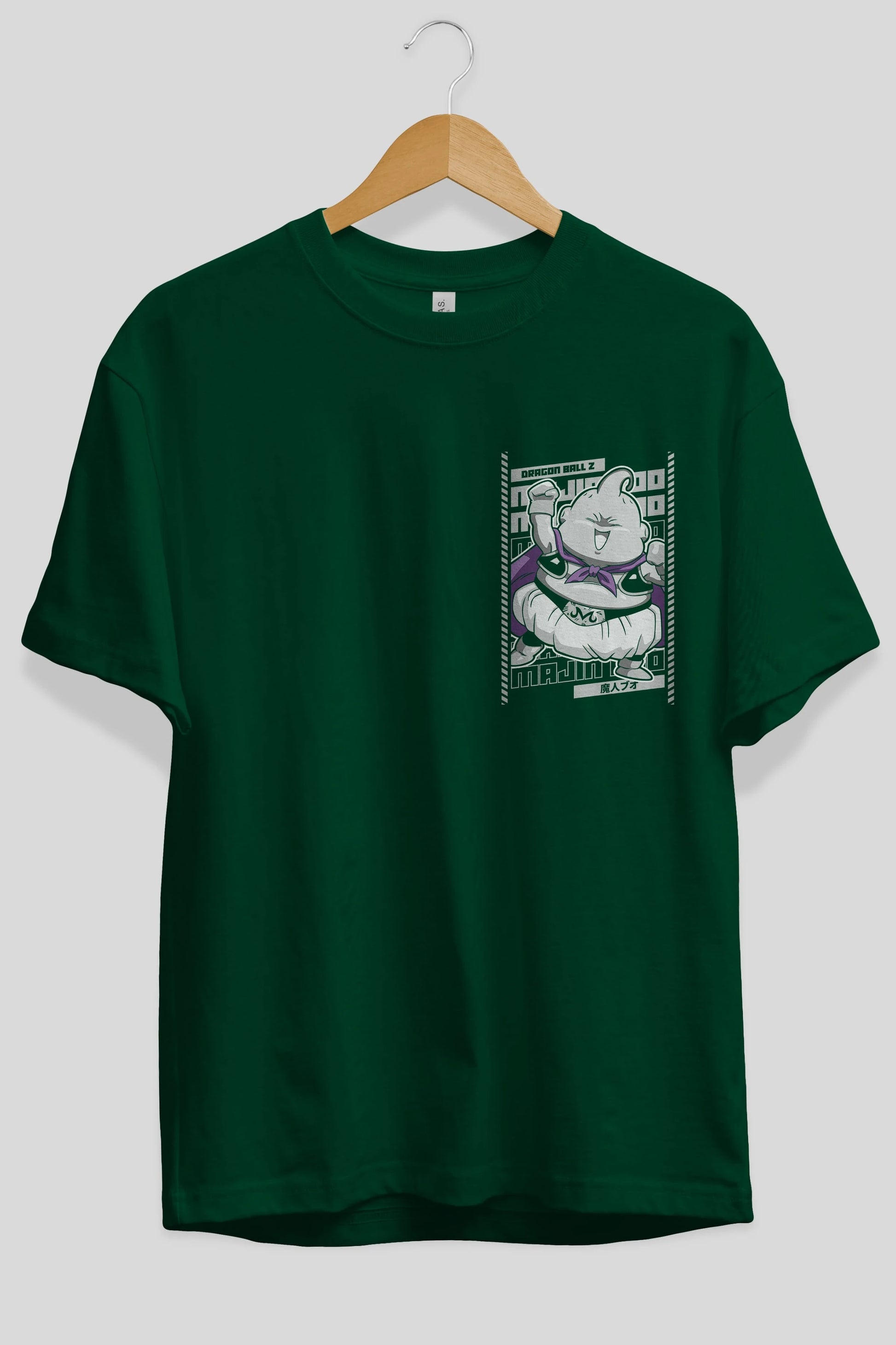 MAJIN BOO2 Ön Sol Baskılı Oversize t-shirt Erkek Kadın Unisex %100 Pamuk Bisiklet Yaka tişort