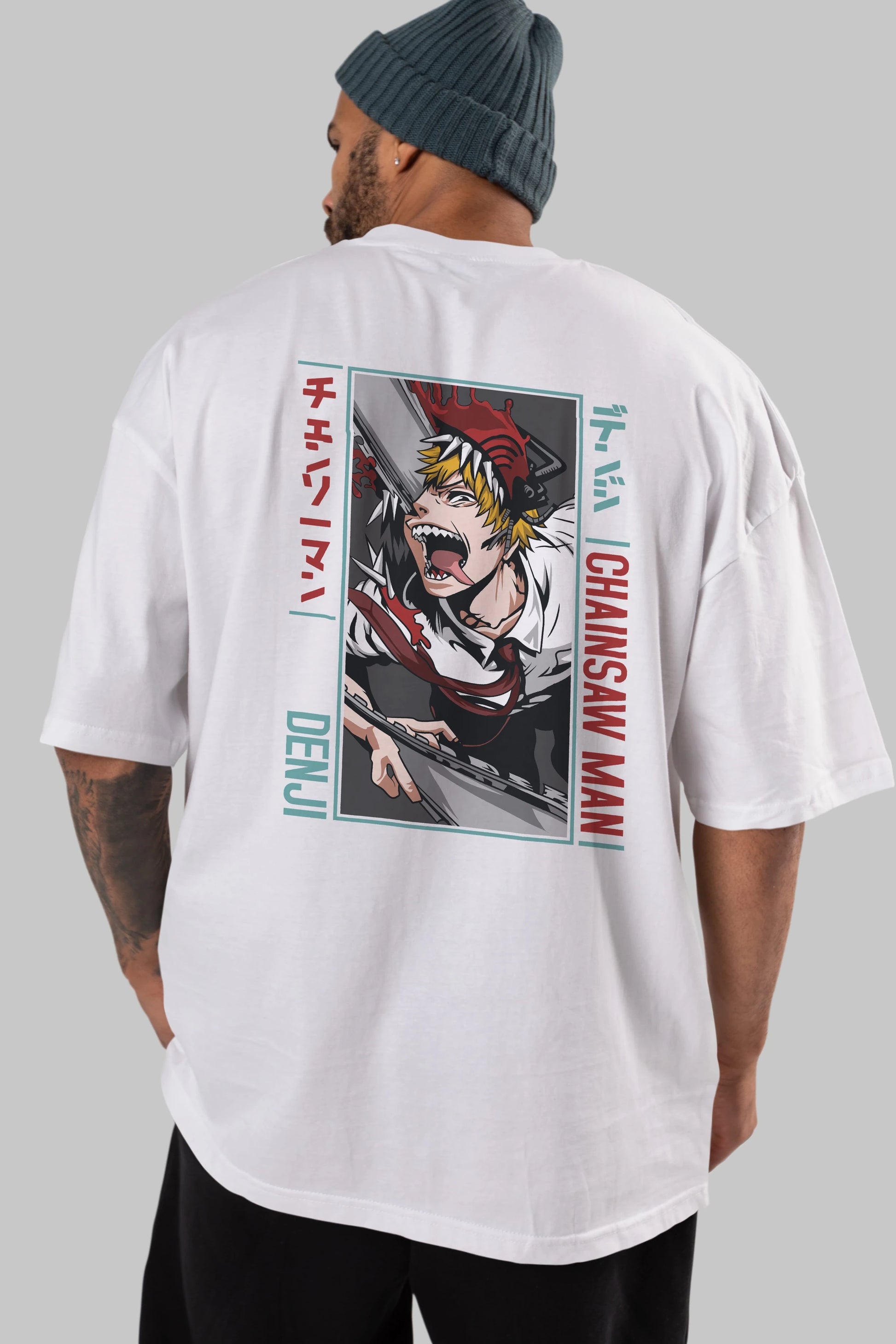 Denji Chainsaw Man Anime Arka Baskılı Oversize t-shirt Erkek Kadın Unisex