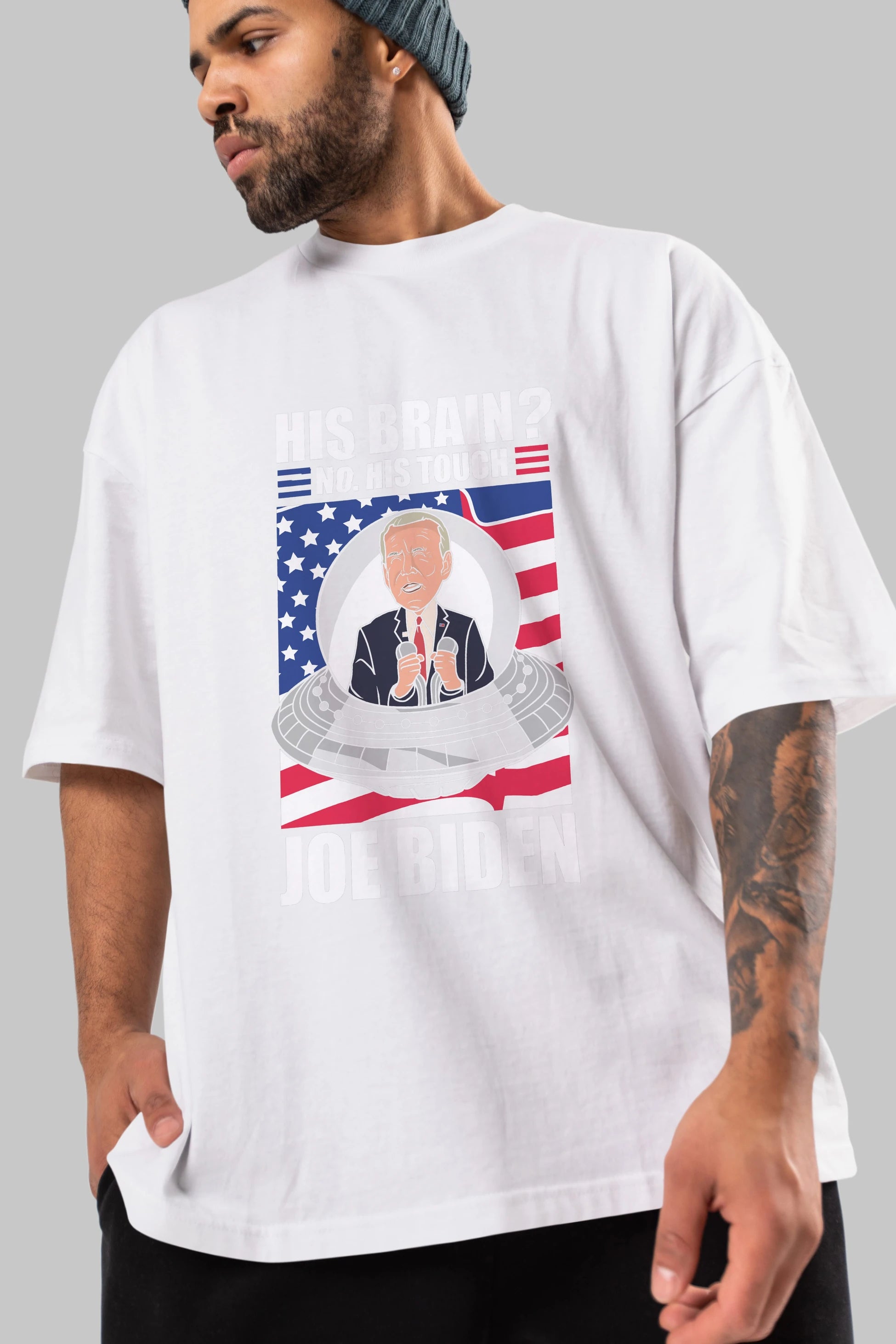 Alien Biden Ön Baskılı Oversize t-shirt Erkek Kadın Unisex %100 Pamuk tişort