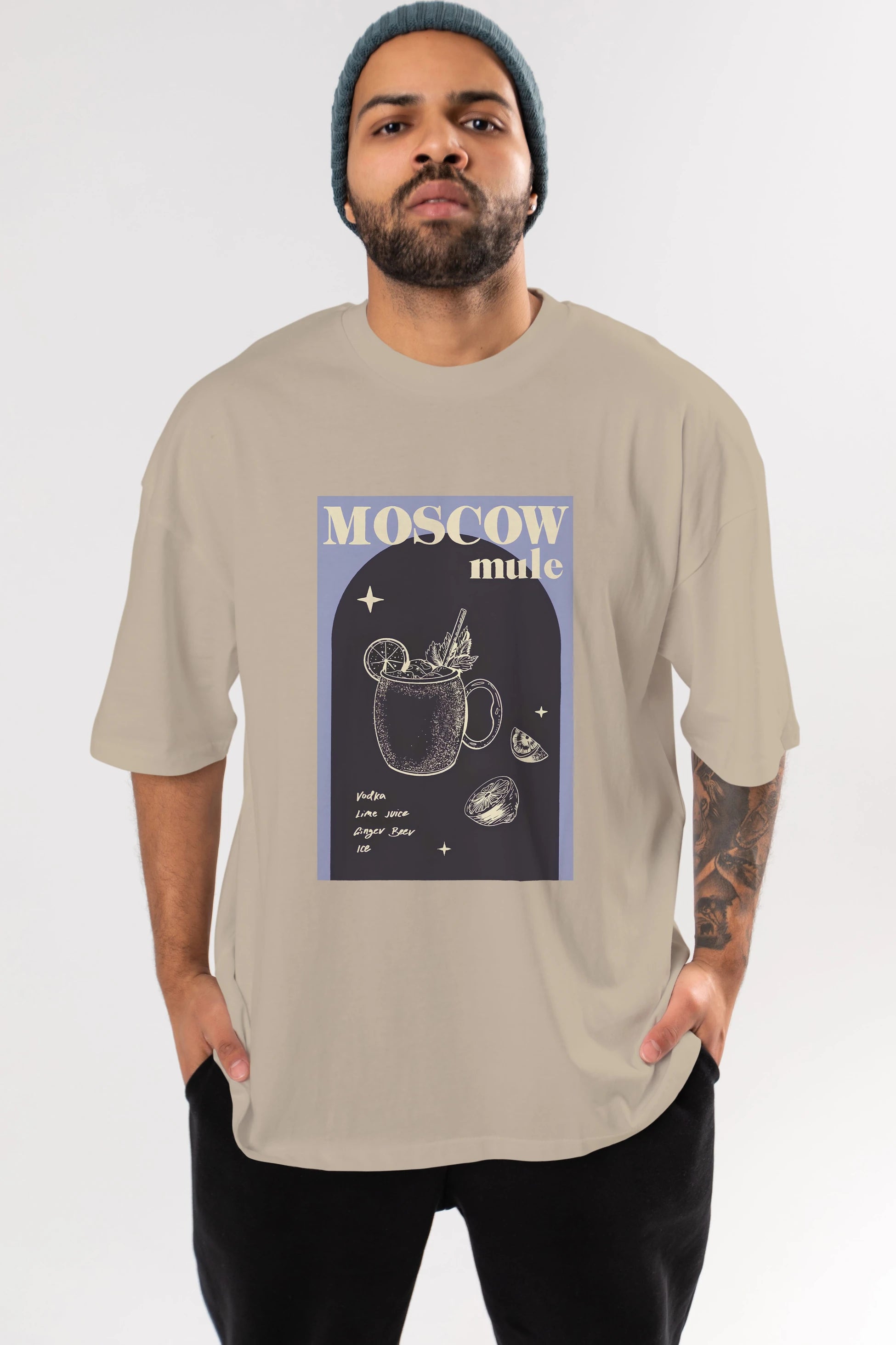 Moscow Mule Ön Baskılı Oversize t-shirt Erkek Kadın Unisex %100 Pamuk Bisiklet Yaka tişort