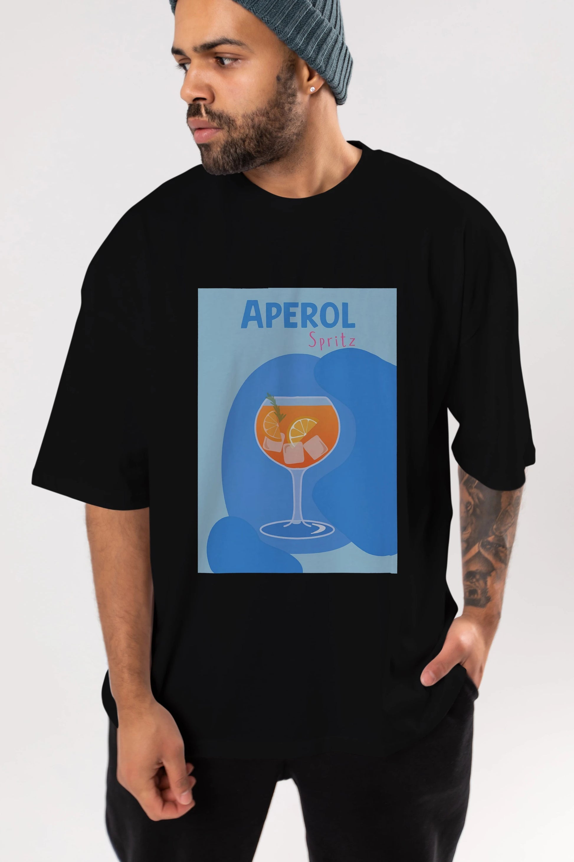 Aperol Spritz 10 Ön Baskılı Oversize t-shirt Erkek Kadın Unisex %100 Pamuk Bisiklet Yaka tişort