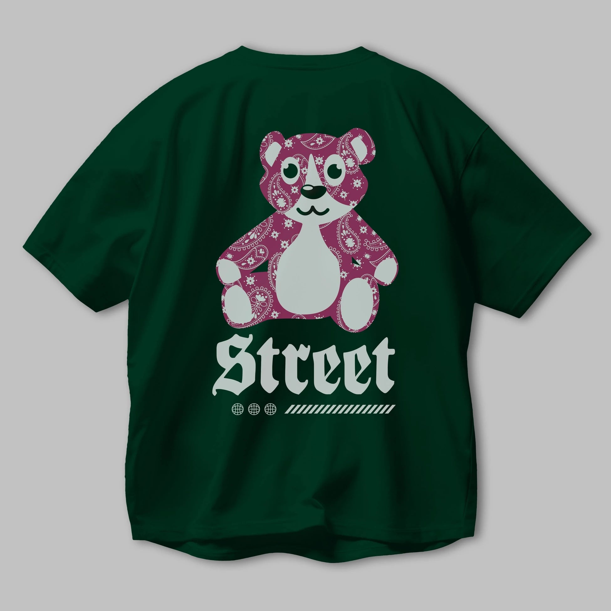 Street Bear Arka Baskılı Oversize t-shirt Erkek Kadın Unisex
