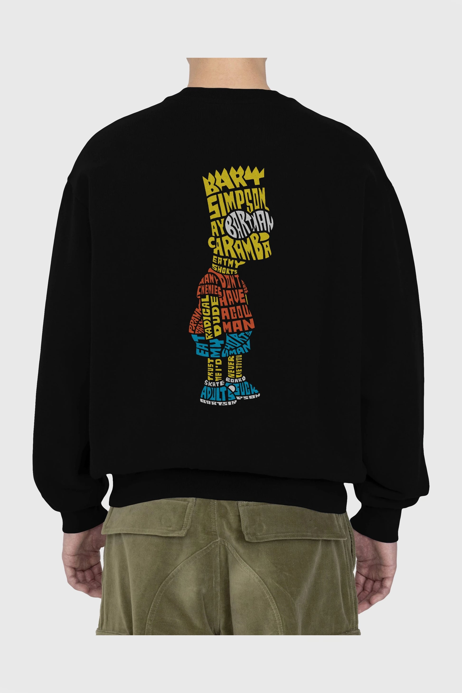 Bart Simpson Arka Baskılı Oversize Sweatshirt Erkek Kadın Unisex