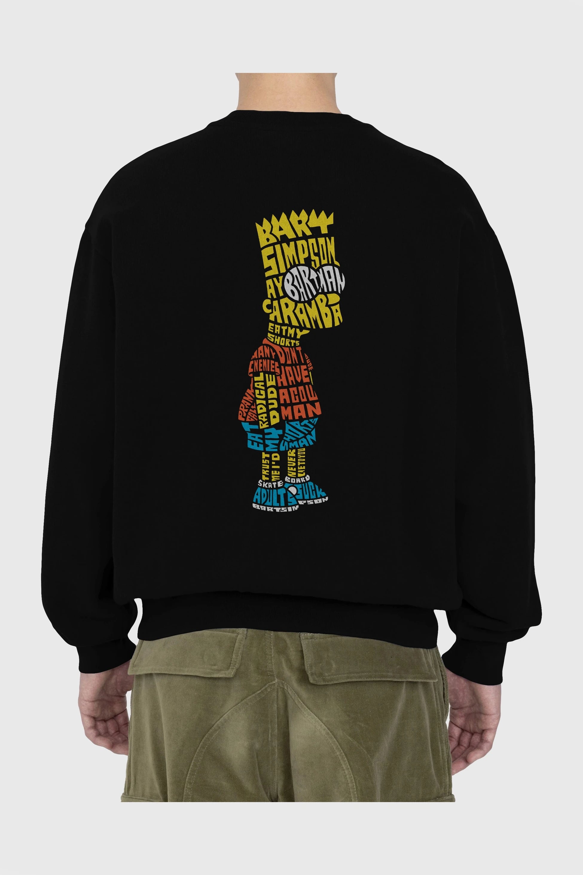 Bart Simpson Arka Baskılı Oversize Sweatshirt Erkek Kadın Unisex