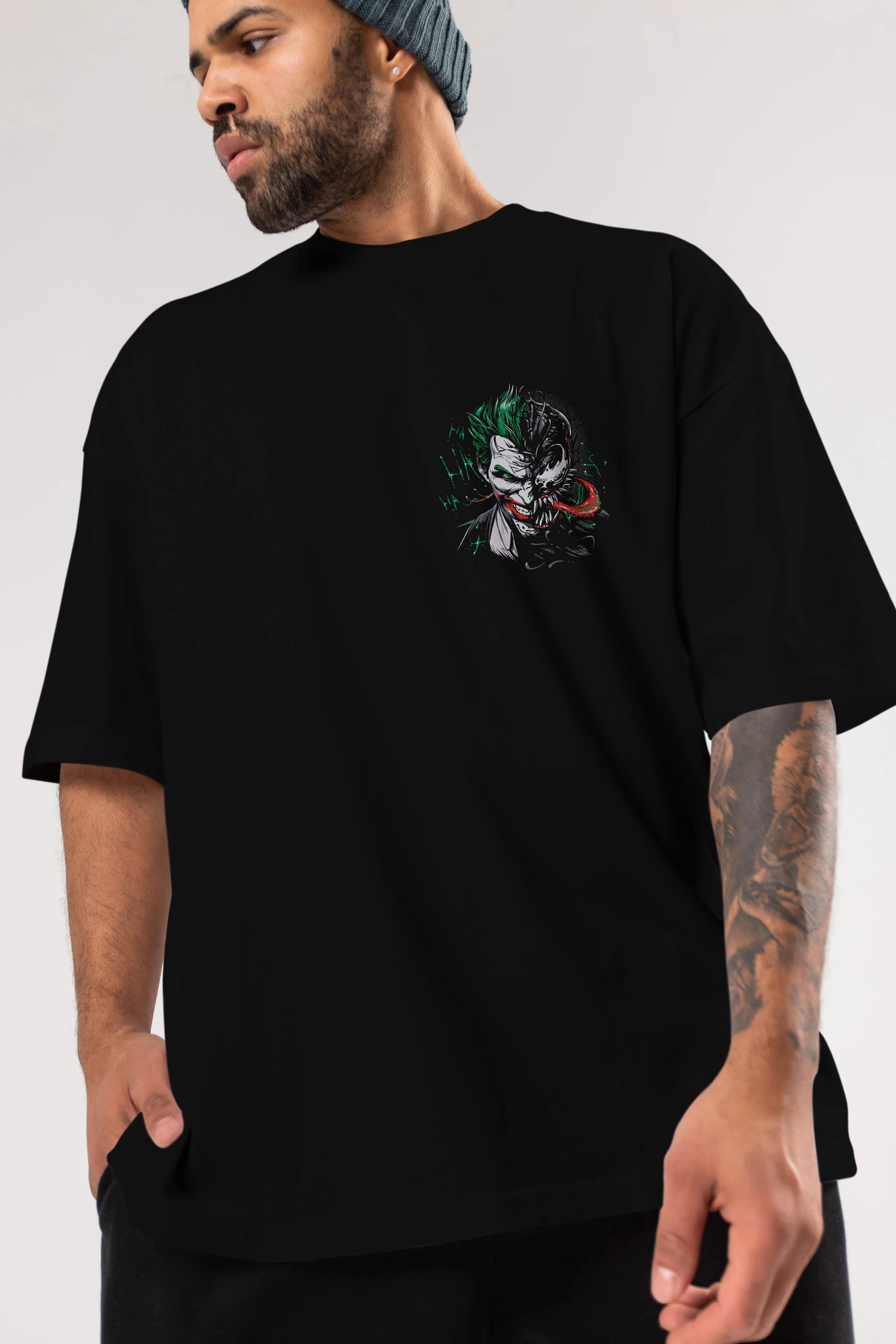 Venom (16) Ön Sol Baskılı Oversize t-shirt Erkek Kadın Unisex %100 Pamuk Bisiklet Yaka tişort