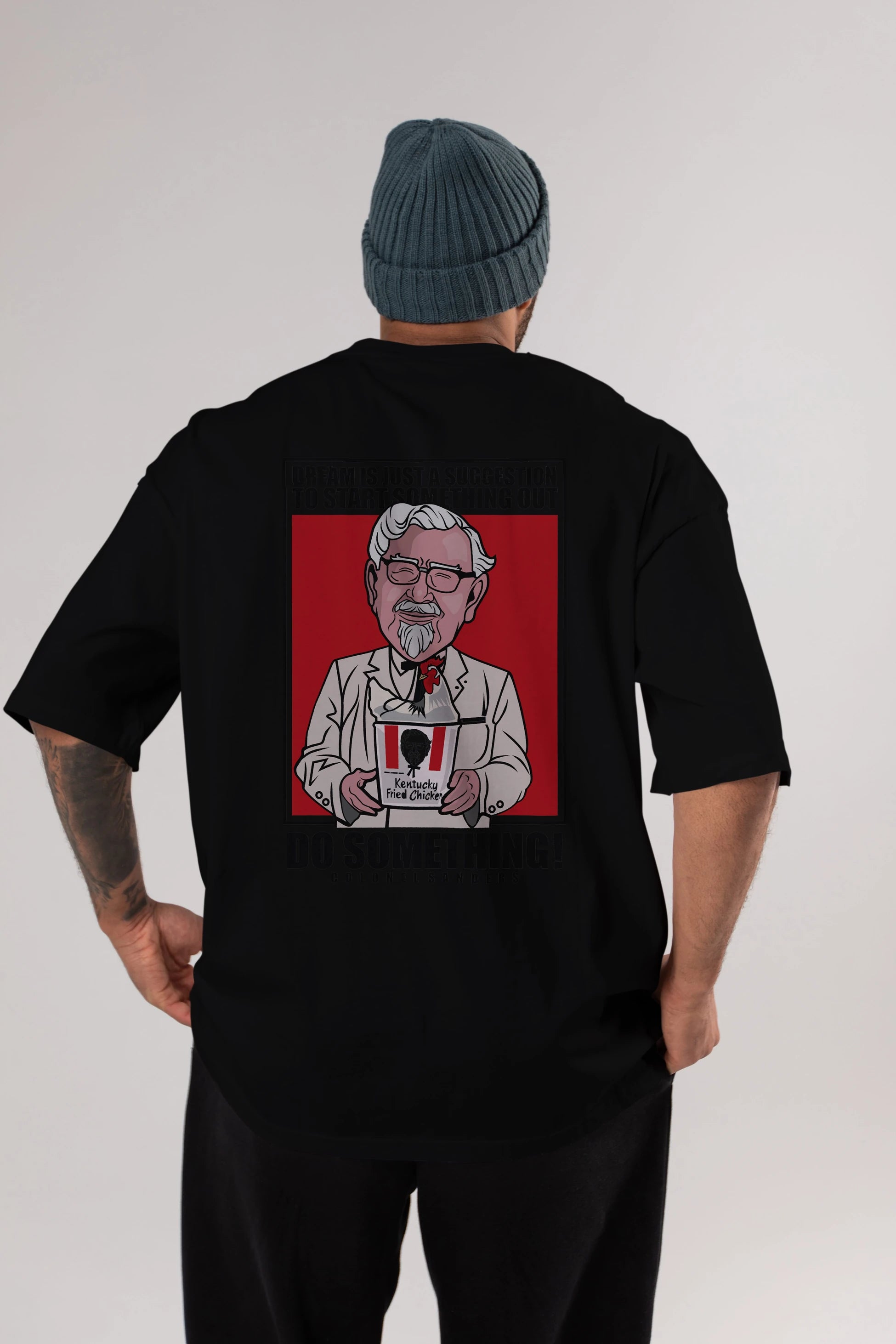 Colonel Sanders Arka Baskılı Oversize t-shirt Erkek Kadın Unisex %100 Pamuk tişort