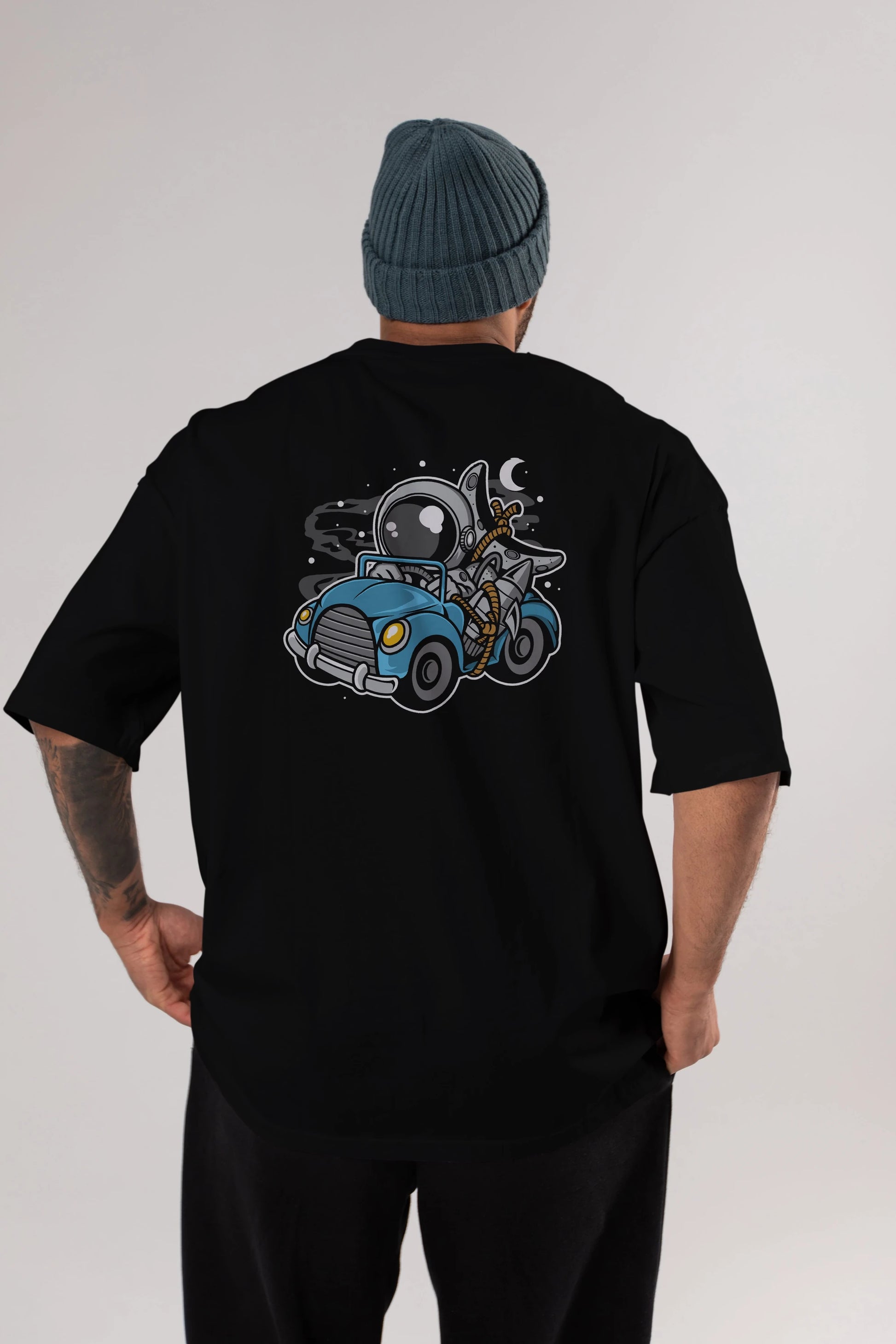 Astronaut Journey Arka Baskılı Oversize t-shirt Erkek Kadın Unisex