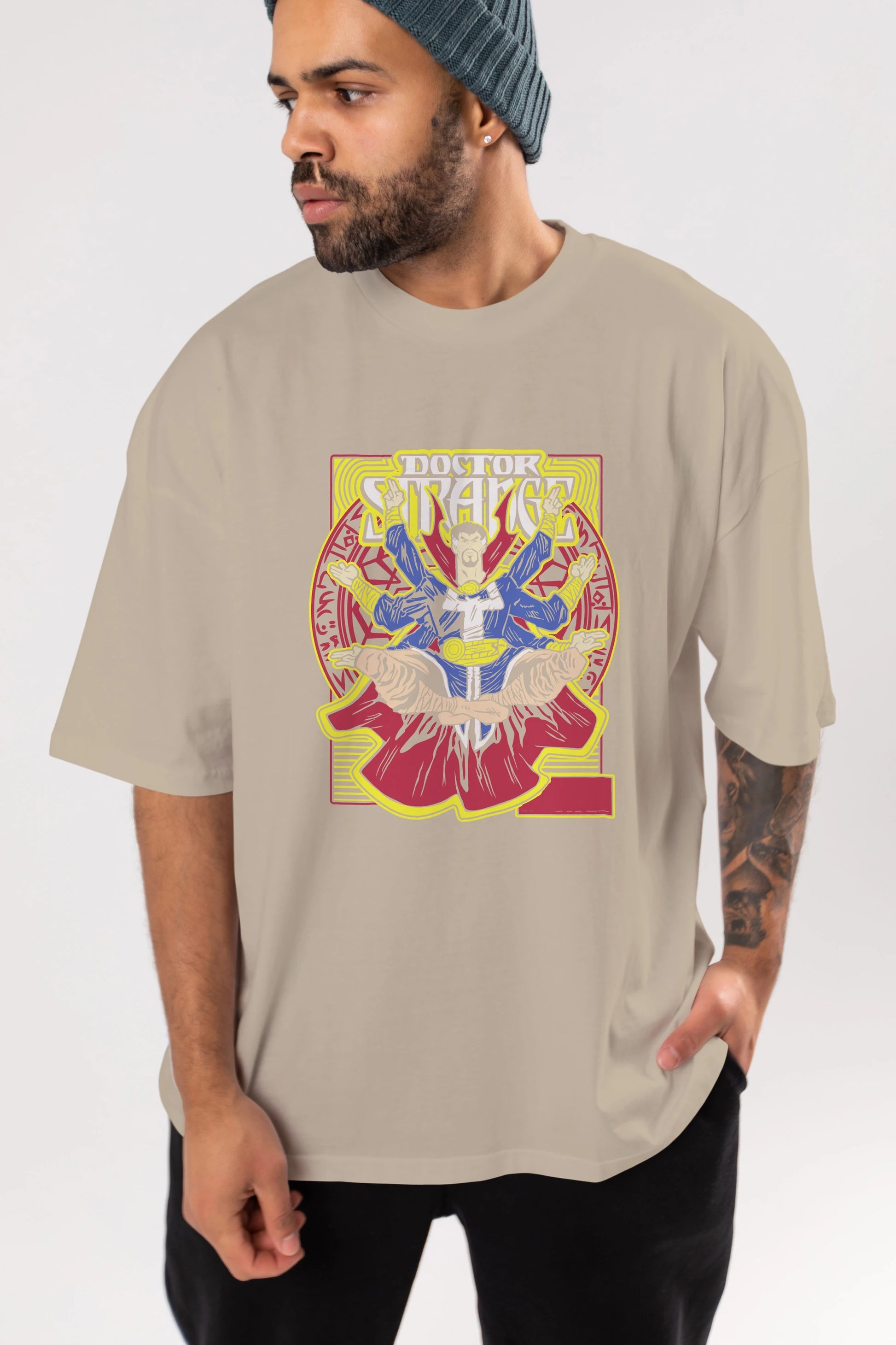 Doctor Strange (1) Ön Baskılı Oversize t-shirt Erkek Kadın Unisex %100 Pamuk Bisiklet Yaka tişort