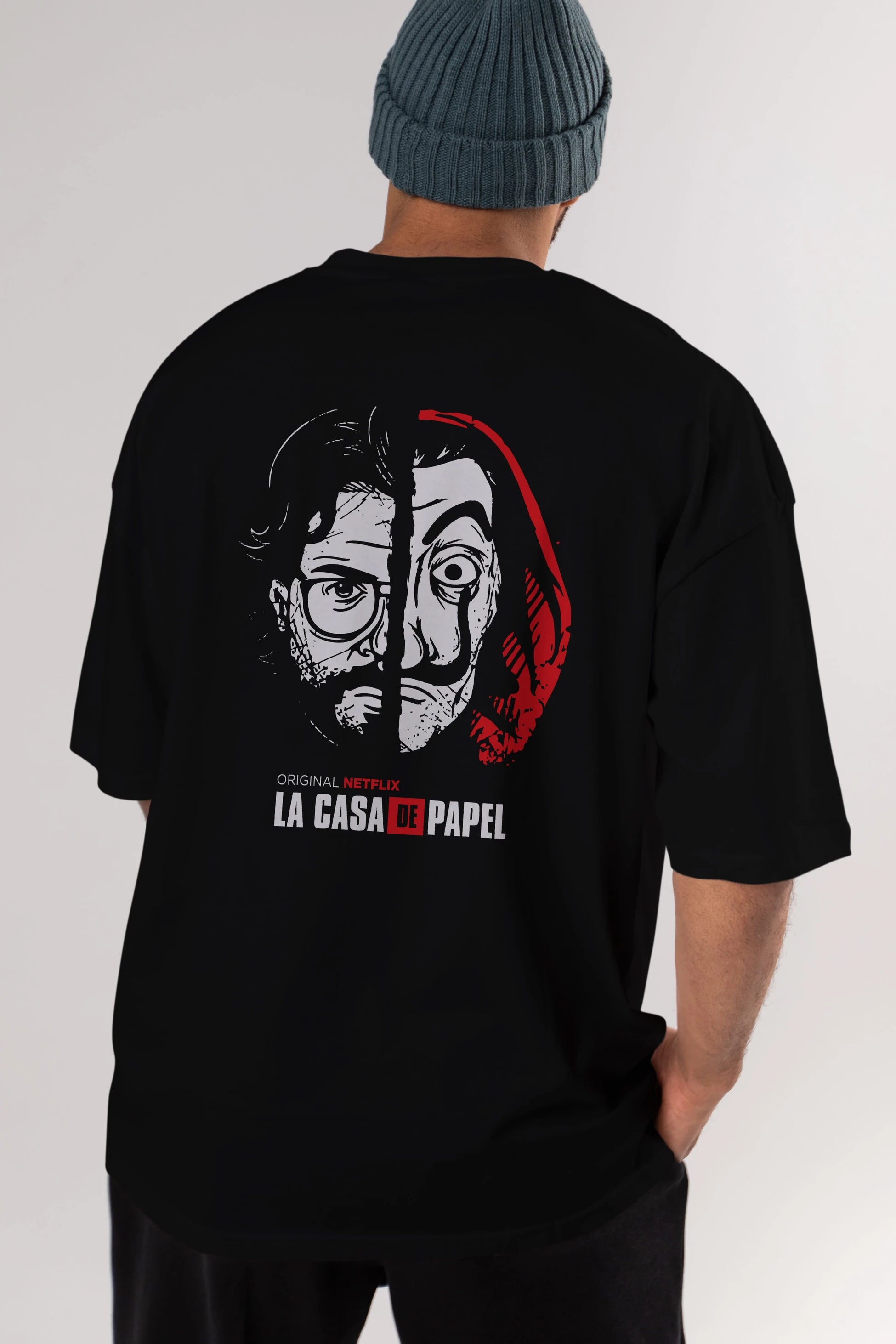 La Casa De Papel (9) Arka Baskılı Oversize t-shirt Erkek Kadın Unisex %100 Pamuk Bisiklet Yaka tişort