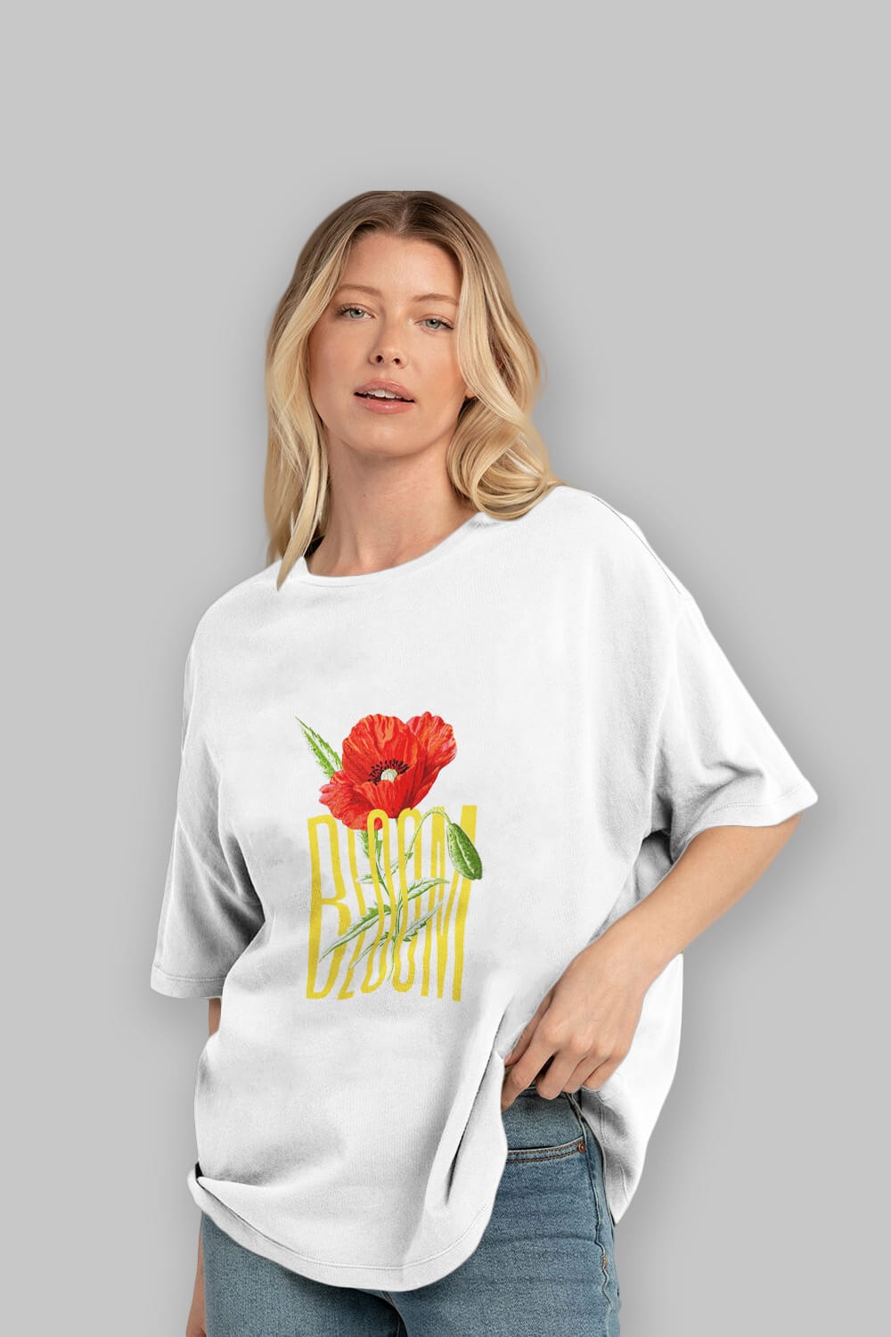 Bloom Flower Ön Baskılı Oversize t-shirt Erkek Kadın Unisex
