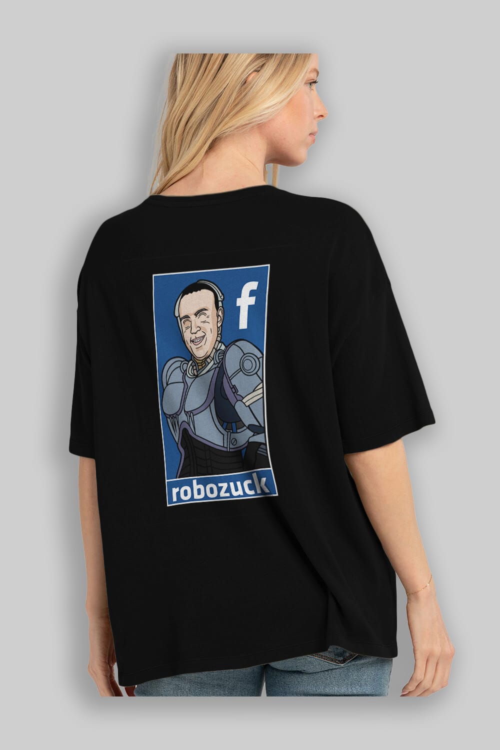Robozuck Arka Baskılı Oversize t-shirt Erkek Kadın Unisex %100 Pamuk tişort