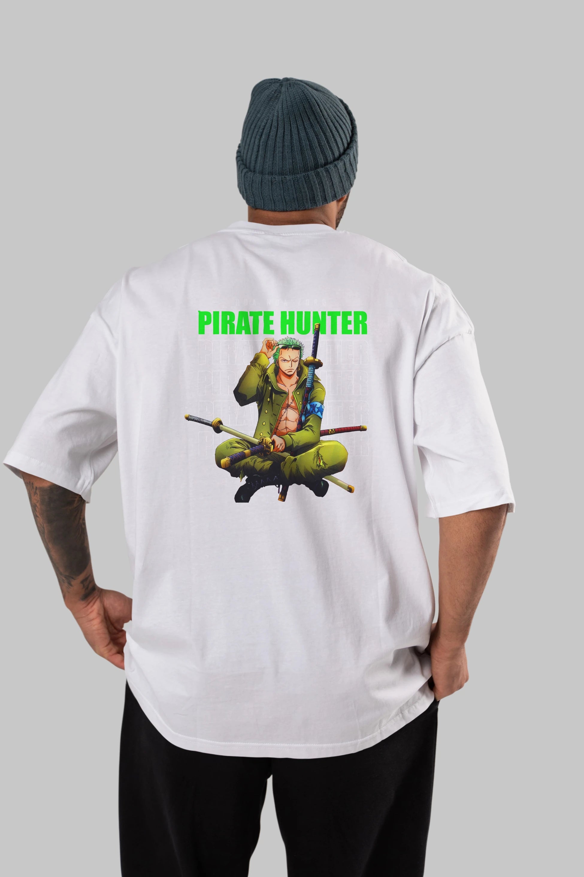 Roronoa Zoro 4 Anime Arka Baskılı Oversize t-shirt Erkek Kadın Unisex %100 pamuk tişort
