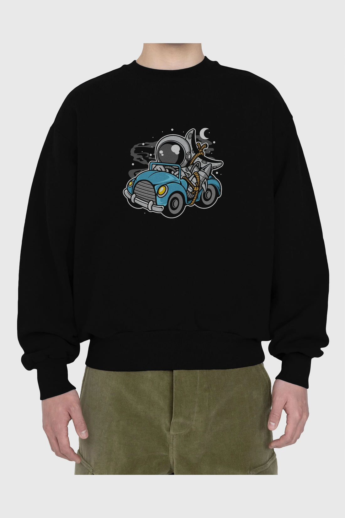 Astronaut Journey Ön Baskılı Oversize Sweatshirt Erkek Kadın Unisex