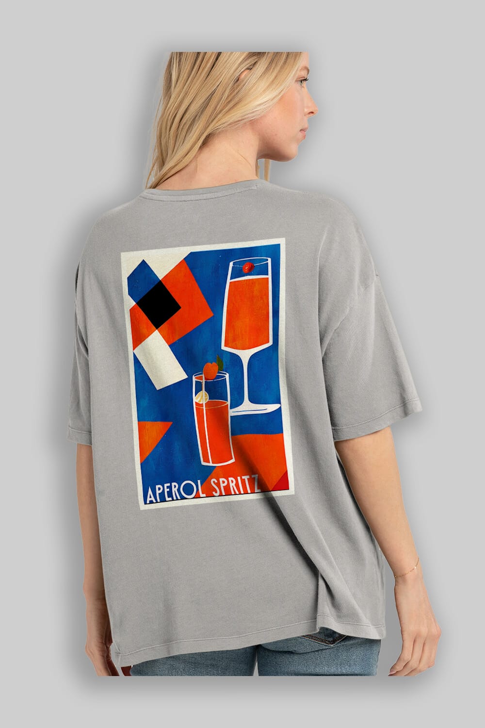 Aperol Spritz 4 Arka Baskılı Oversize t-shirt Erkek Kadın Unisex %100 Pamuk Bisiklet Yaka tişort