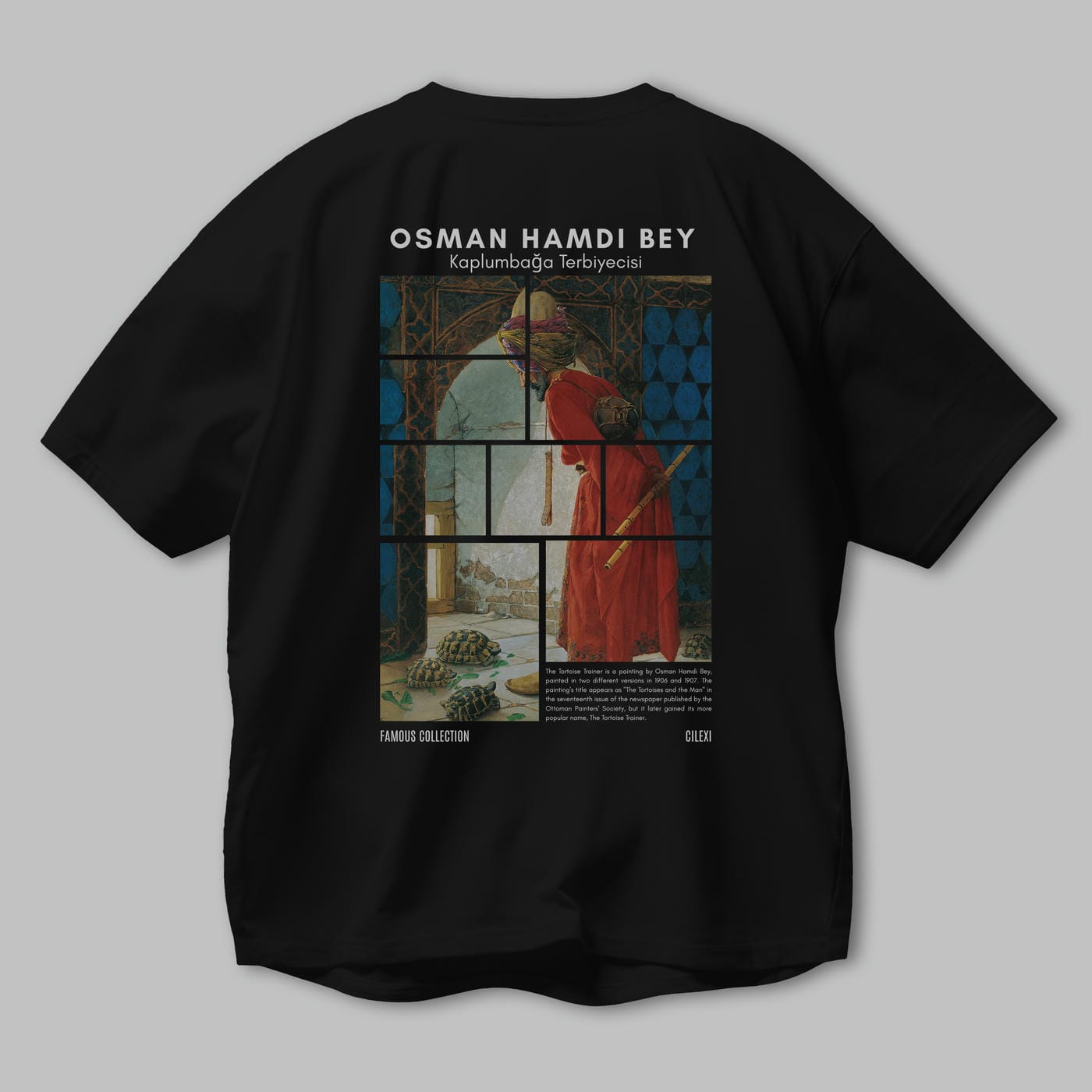Osman Hamdi Bey Arka Baskılı Oversize t-shirt Erkek Kadın Bisiklet Yaka Pamuk tişort