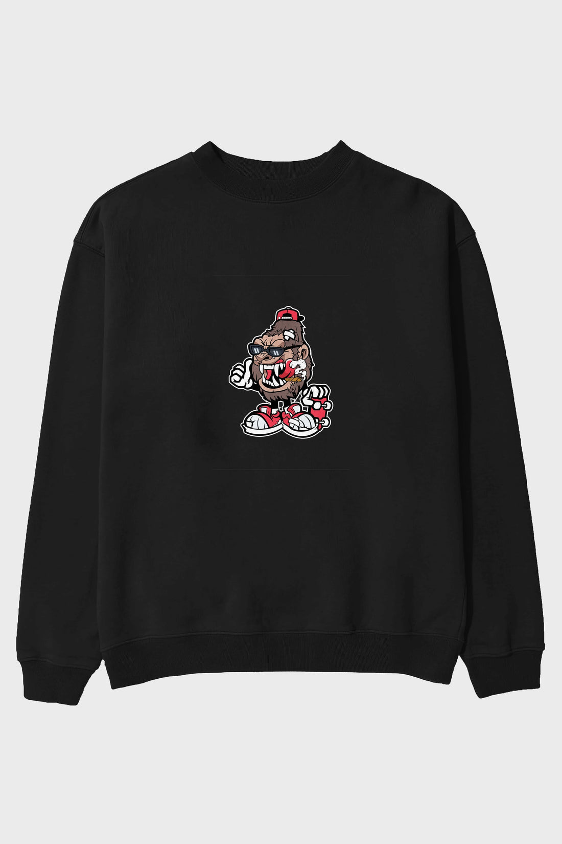 Gorilla Skater Ön Baskılı Oversize Sweatshirt Erkek Kadın Unisex