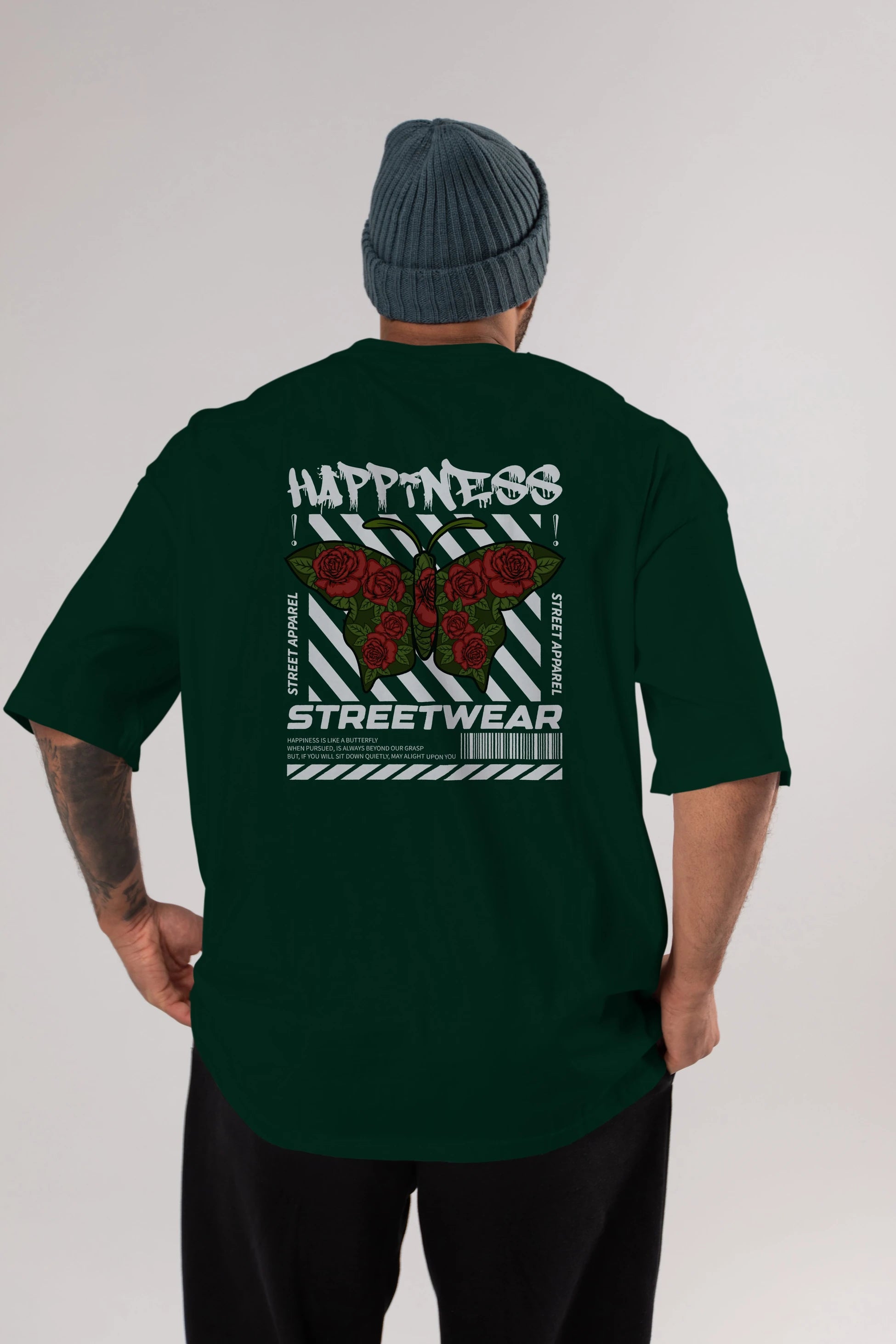 Happiness Streetwear Arka Baskılı Oversize t-shirt Erkek Kadın Unisex