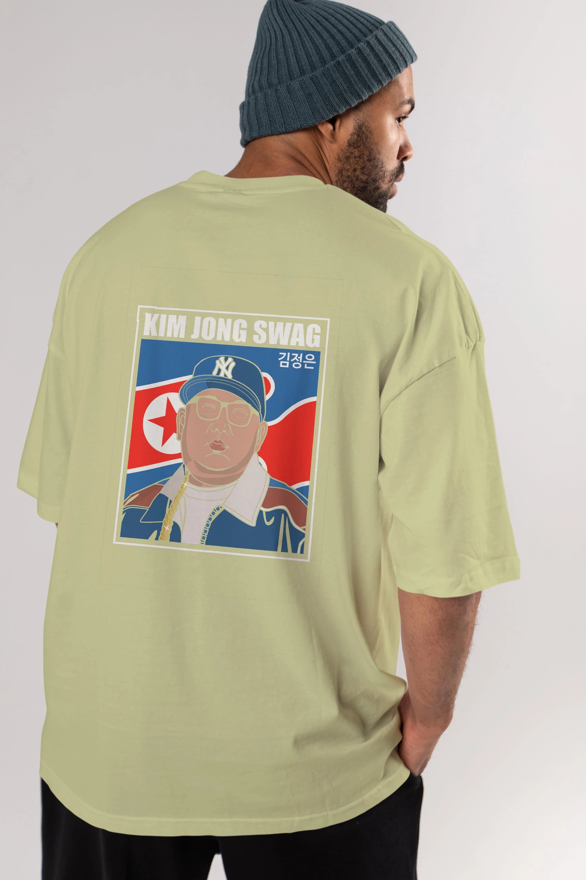 King Jong Swag Arka Baskılı Oversize t-shirt Erkek Kadın Unisex %100 Pamuk tişort