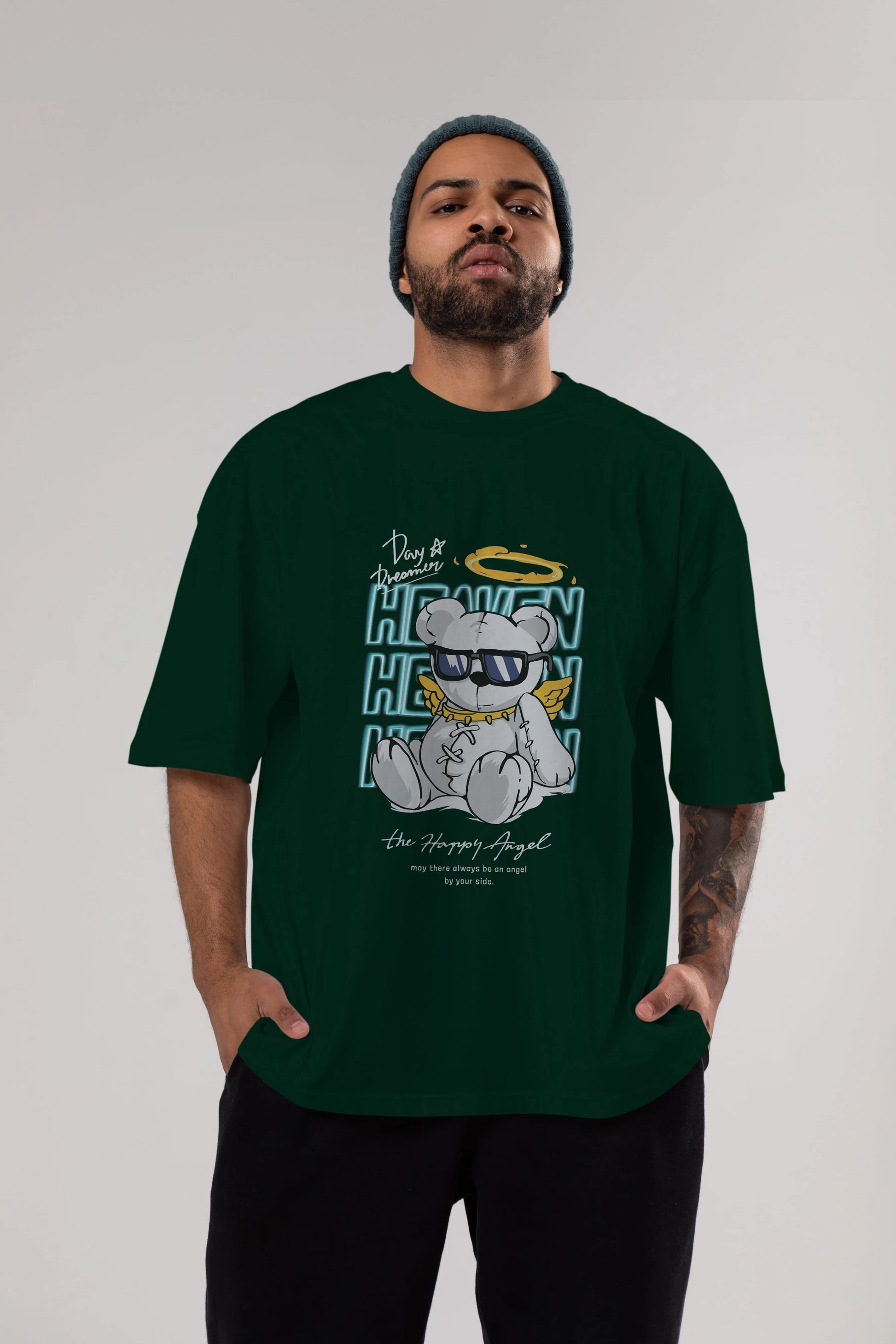 Heaven Bear Ön Baskılı Oversize t-shirt Erkek Kadın Unisex