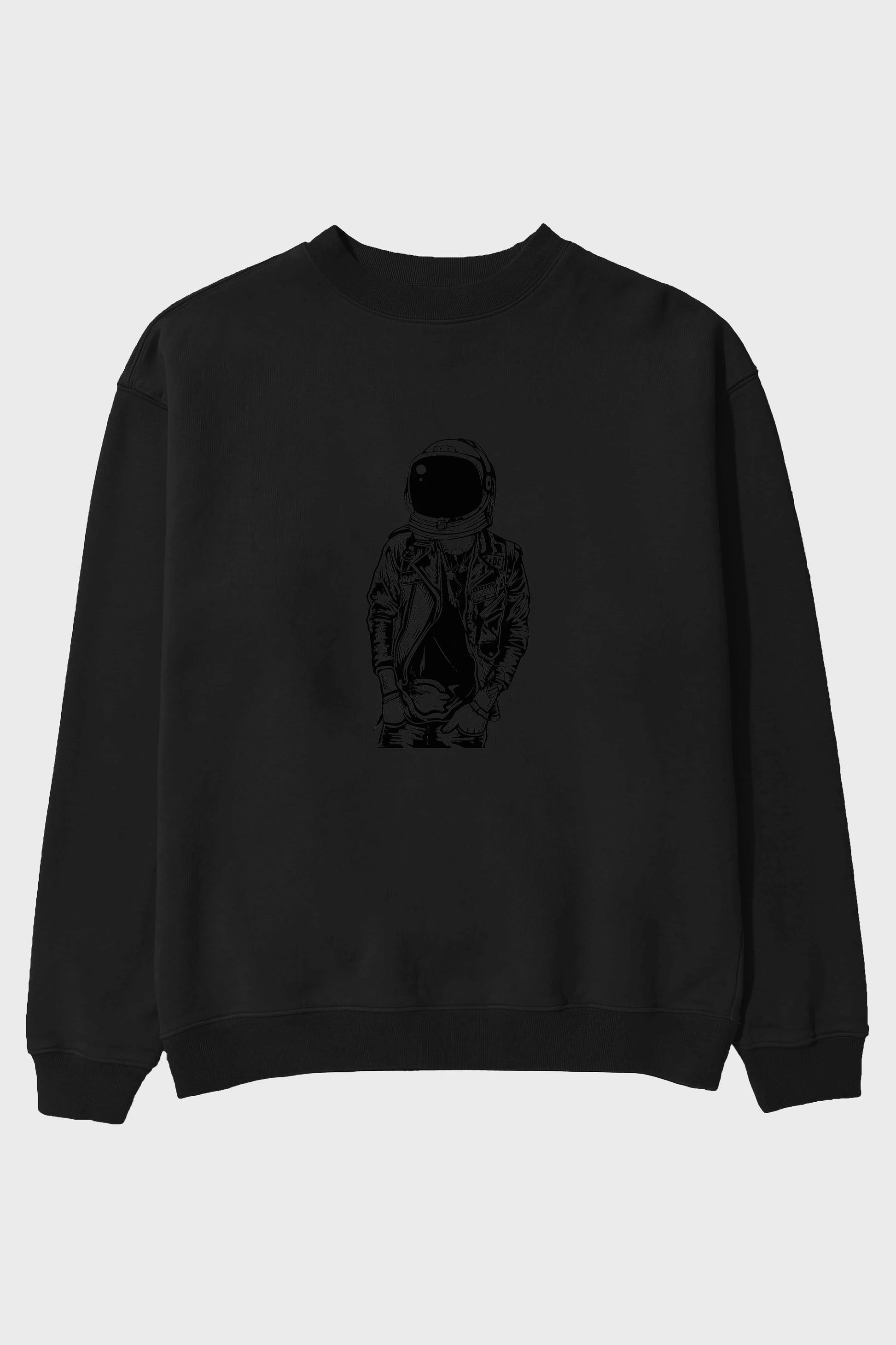 Astronaut Punkster Ön Baskılı Oversize Sweatshirt Erkek Kadın Unisex