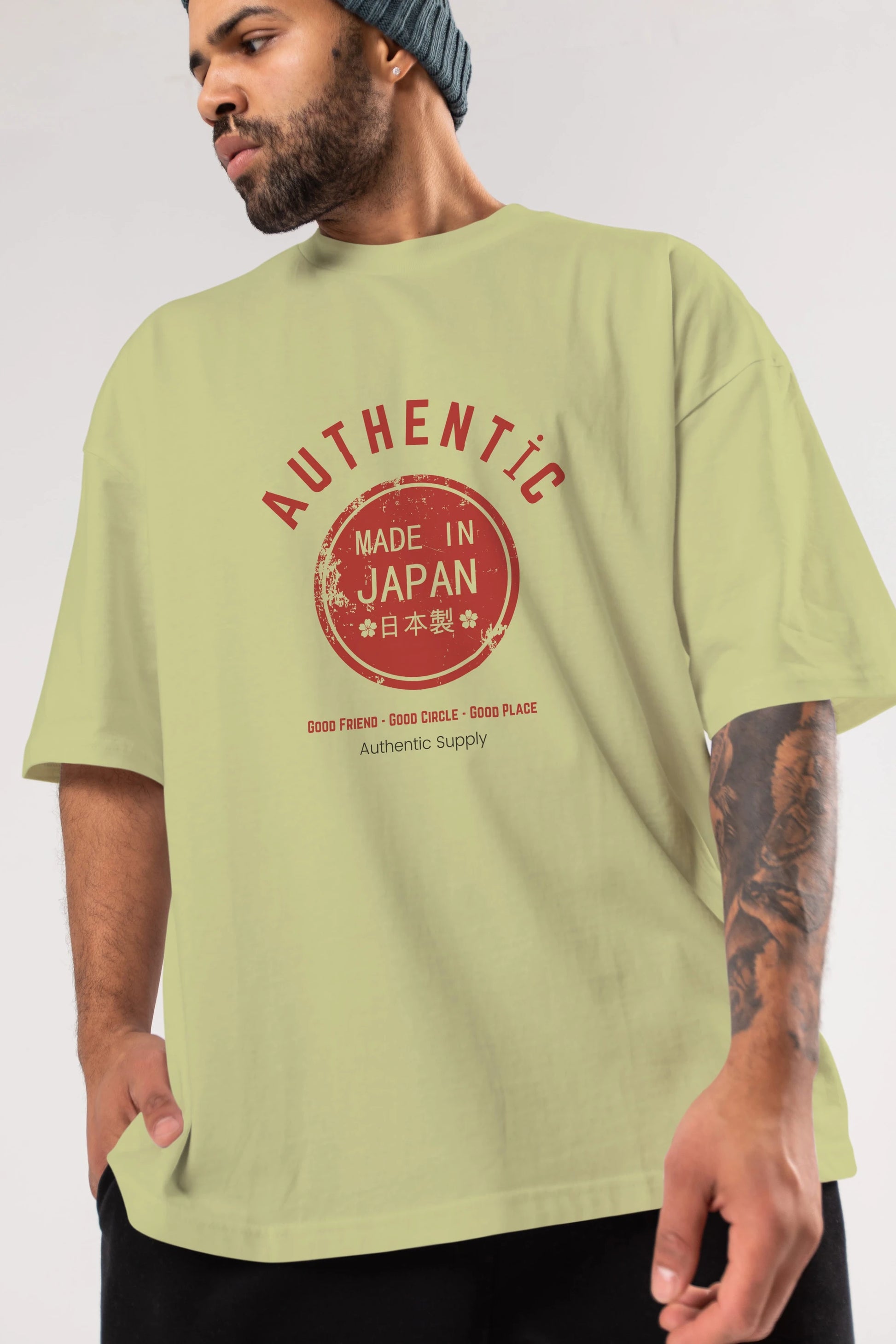 Authentic Japan Style Ön Baskılı Oversize t-shirt Erkek Kadın Unisex