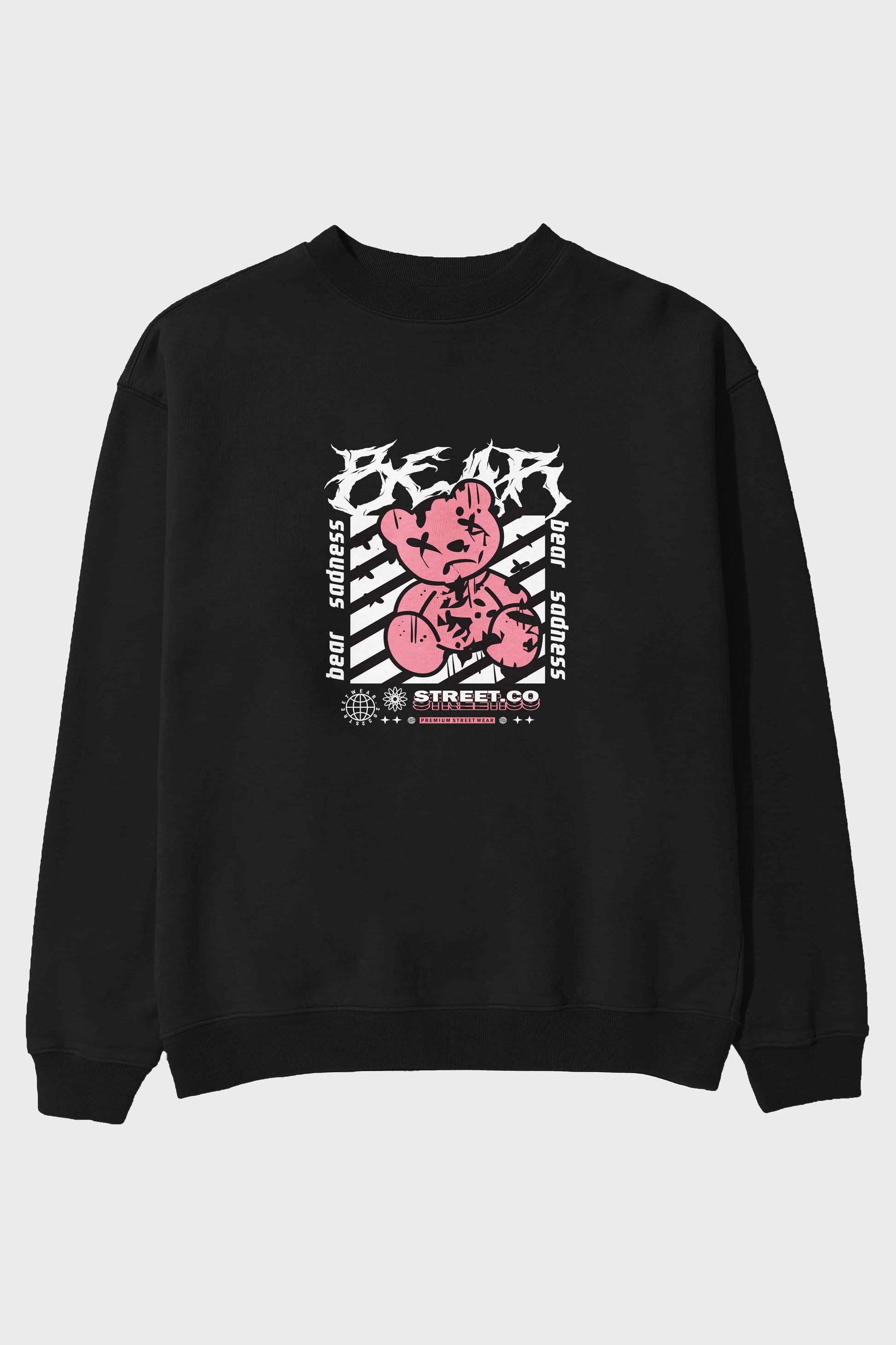 Bear Sadness Ön Baskılı Oversize Sweatshirt Erkek Kadın Unisex