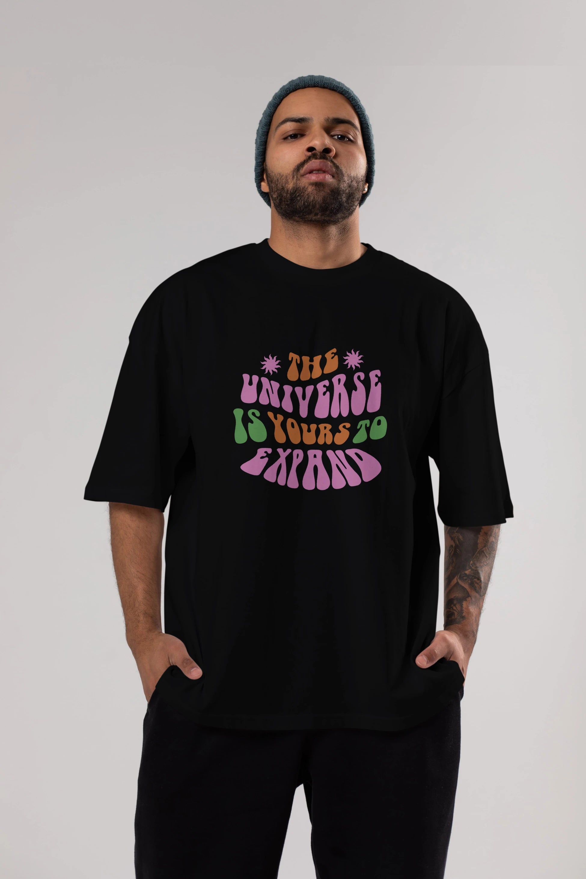 The Universe is Yours Yazılı Ön Baskılı Oversize t-shirt Erkek Kadın Unisex
