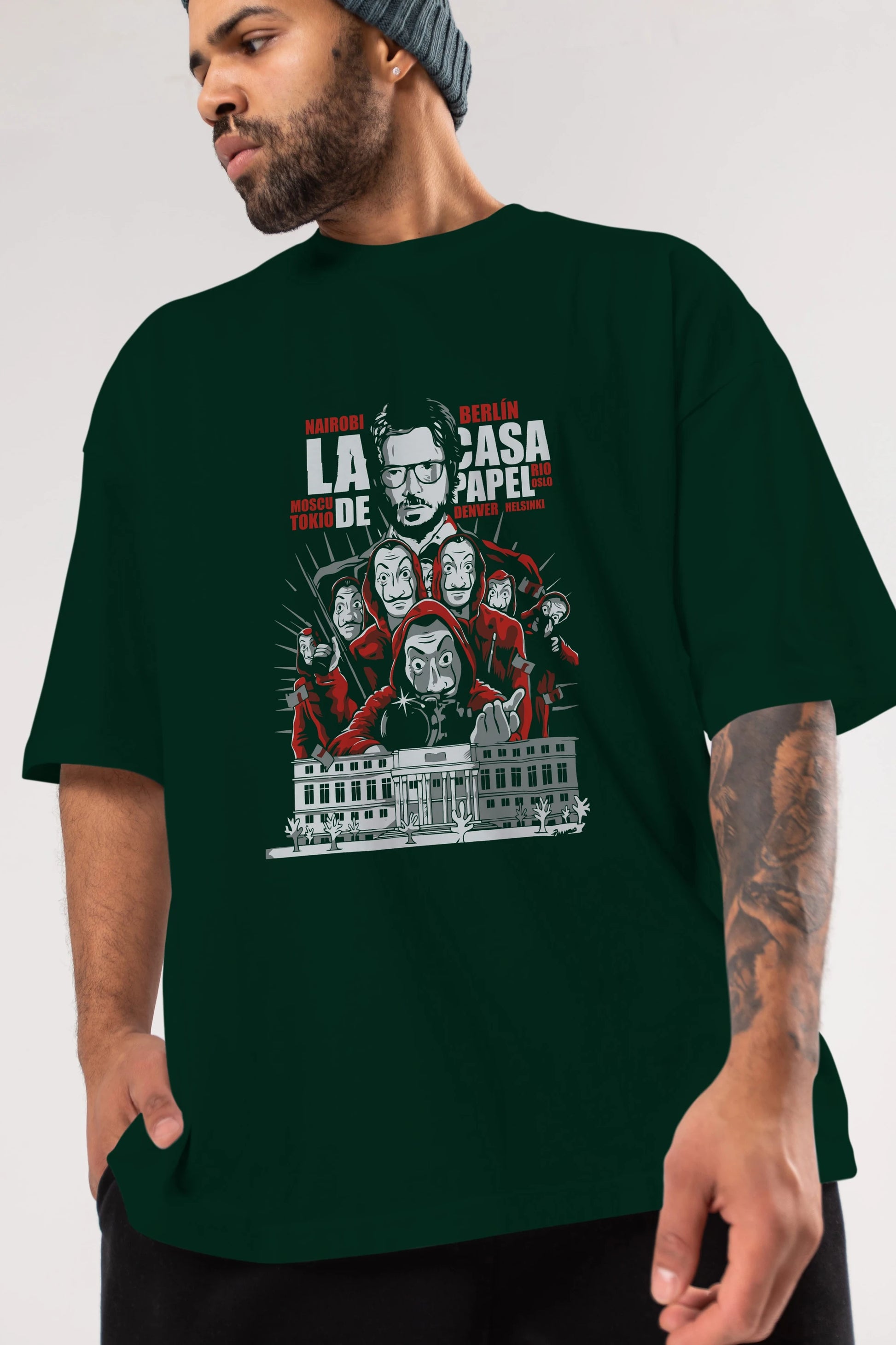 La Casa De Papel (2) Ön Baskılı Oversize t-shirt Erkek Kadın Unisex %100 Pamuk Bisiklet Yaka tişort