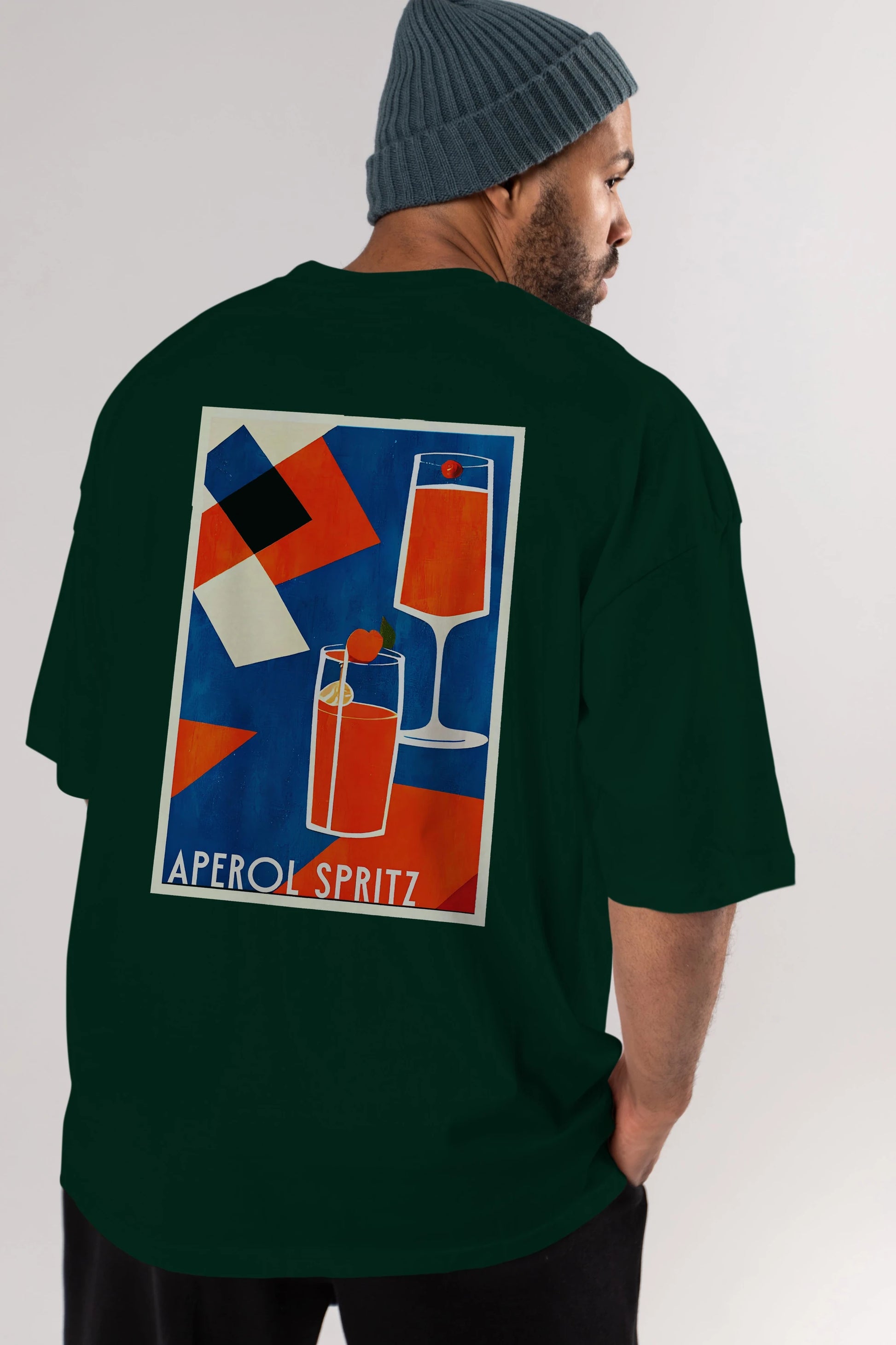 Aperol Spritz 4 Arka Baskılı Oversize t-shirt Erkek Kadın Unisex %100 Pamuk Bisiklet Yaka tişort