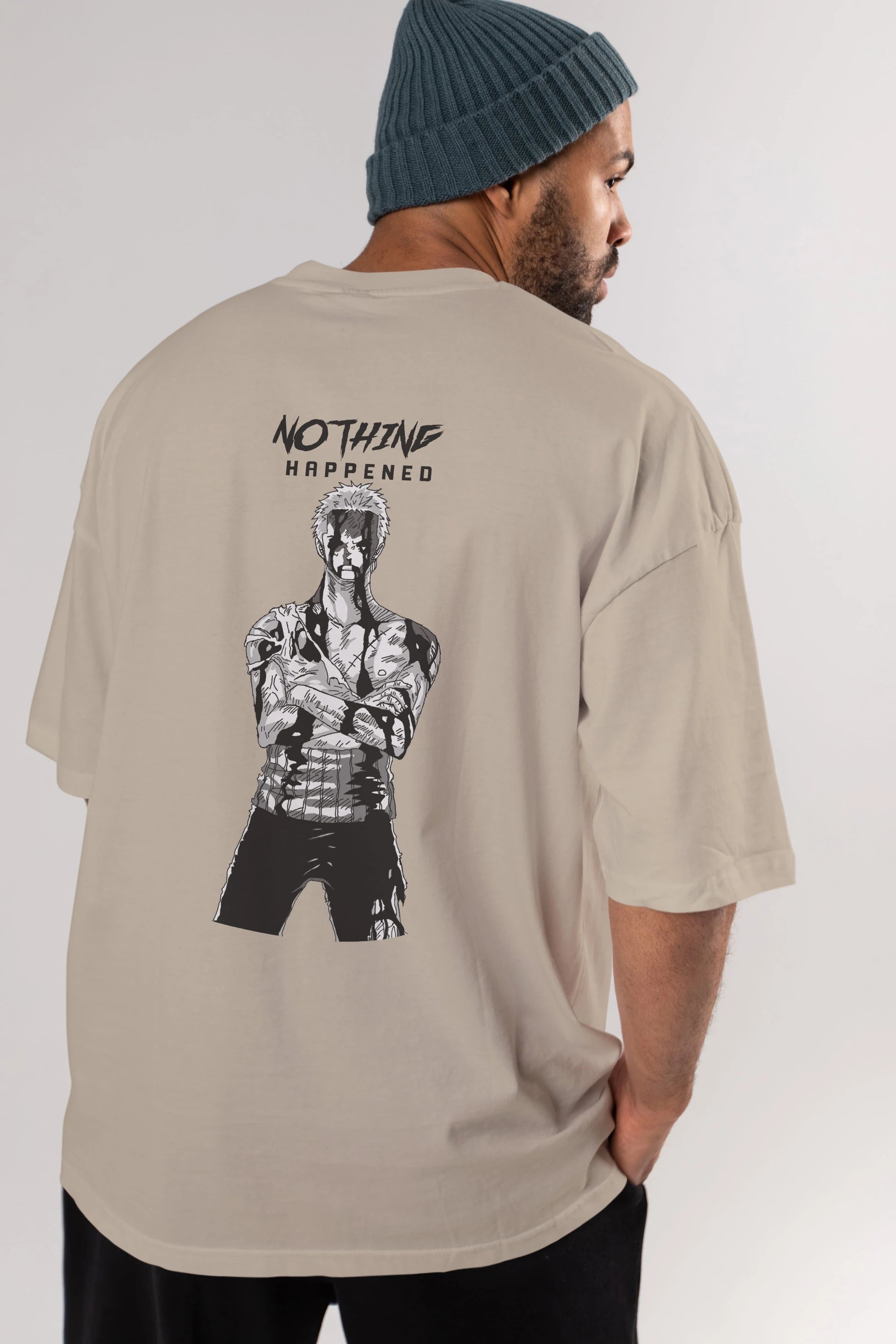 Roronoa Zoro 3 Anime Arka Baskılı Oversize t-shirt Erkek Kadın Unisex %100 pamuk tişort