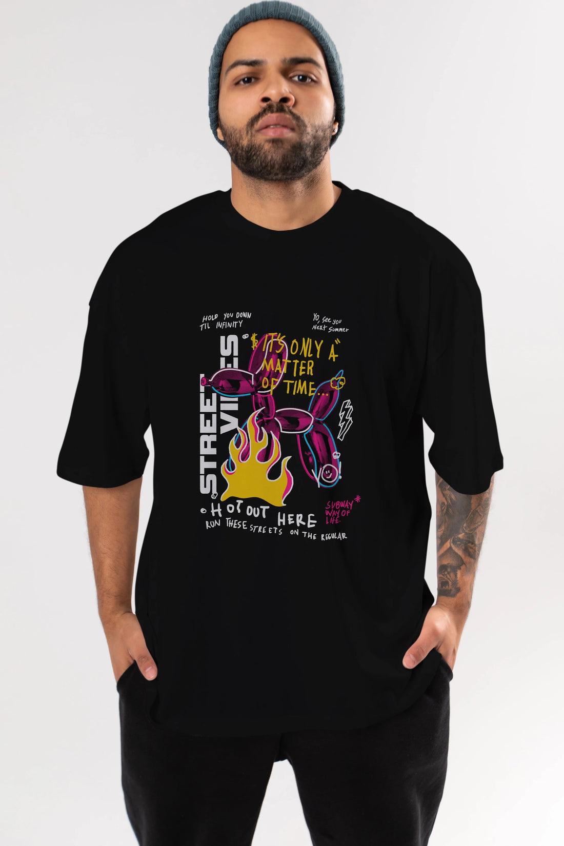 Street Vibes Ön Baskılı Oversize t-shirt Erkek Kadın Unisex