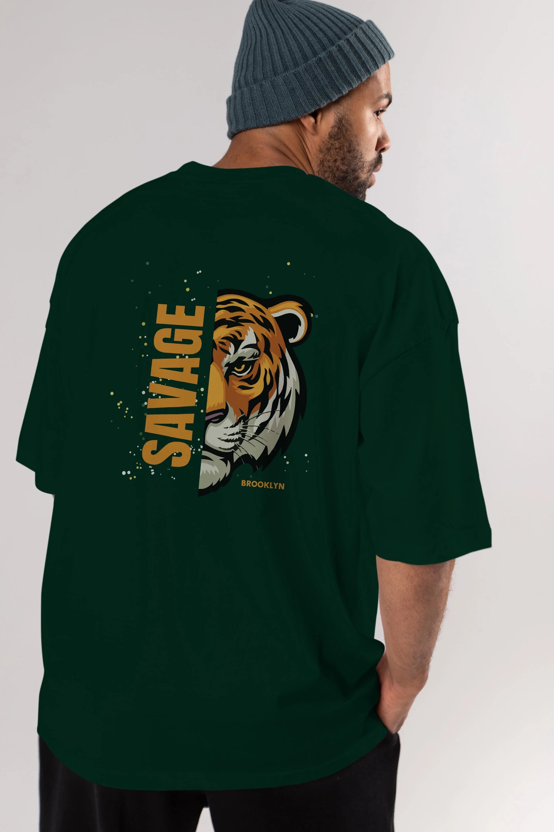 Savage Brooklyn Yazılı Arka Baskılı Oversize t-shirt Erkek Kadın Unisex