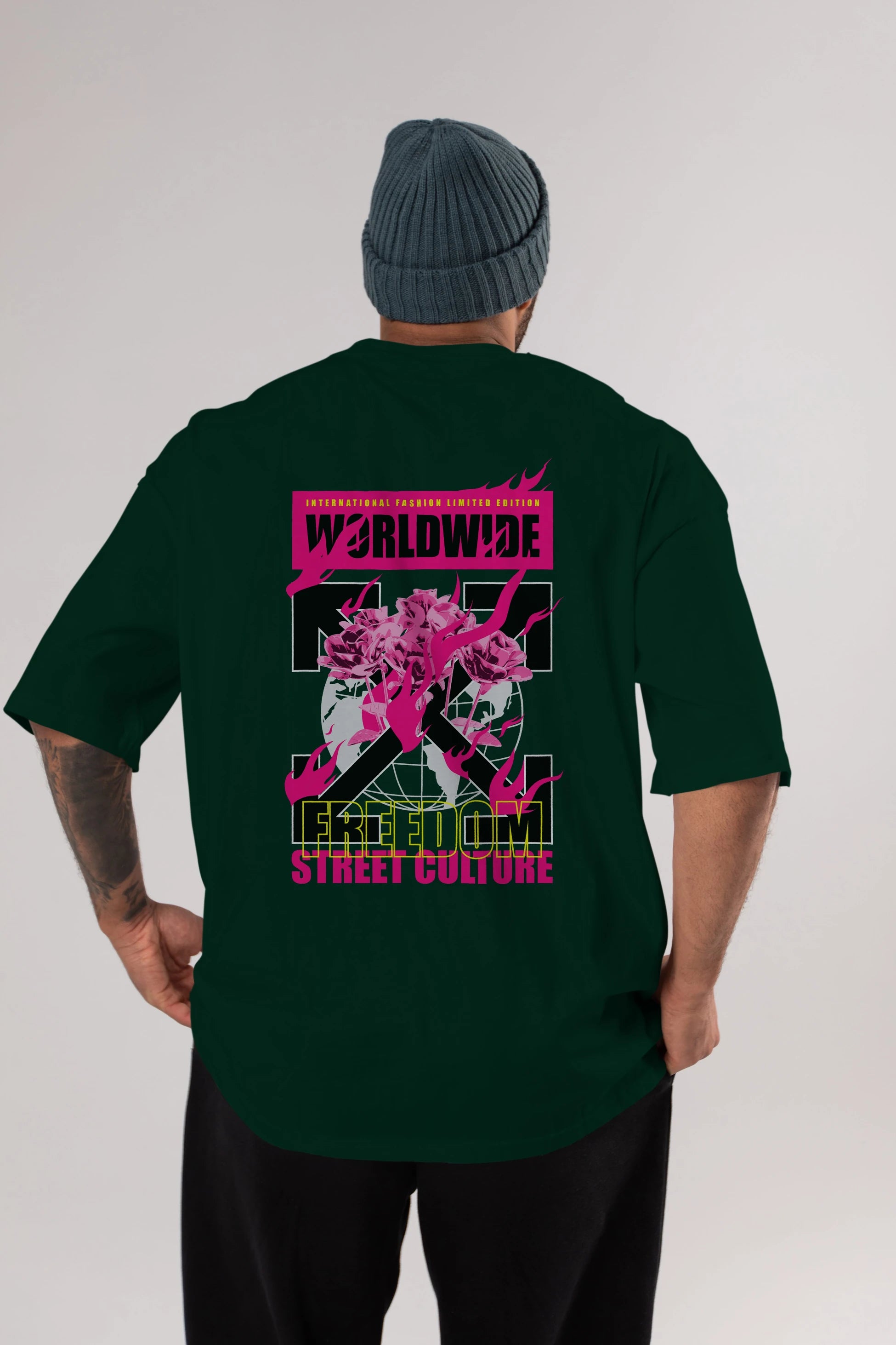 Freedom Street Culture Arka Baskılı Oversize t-shirt Erkek Kadın Unisex