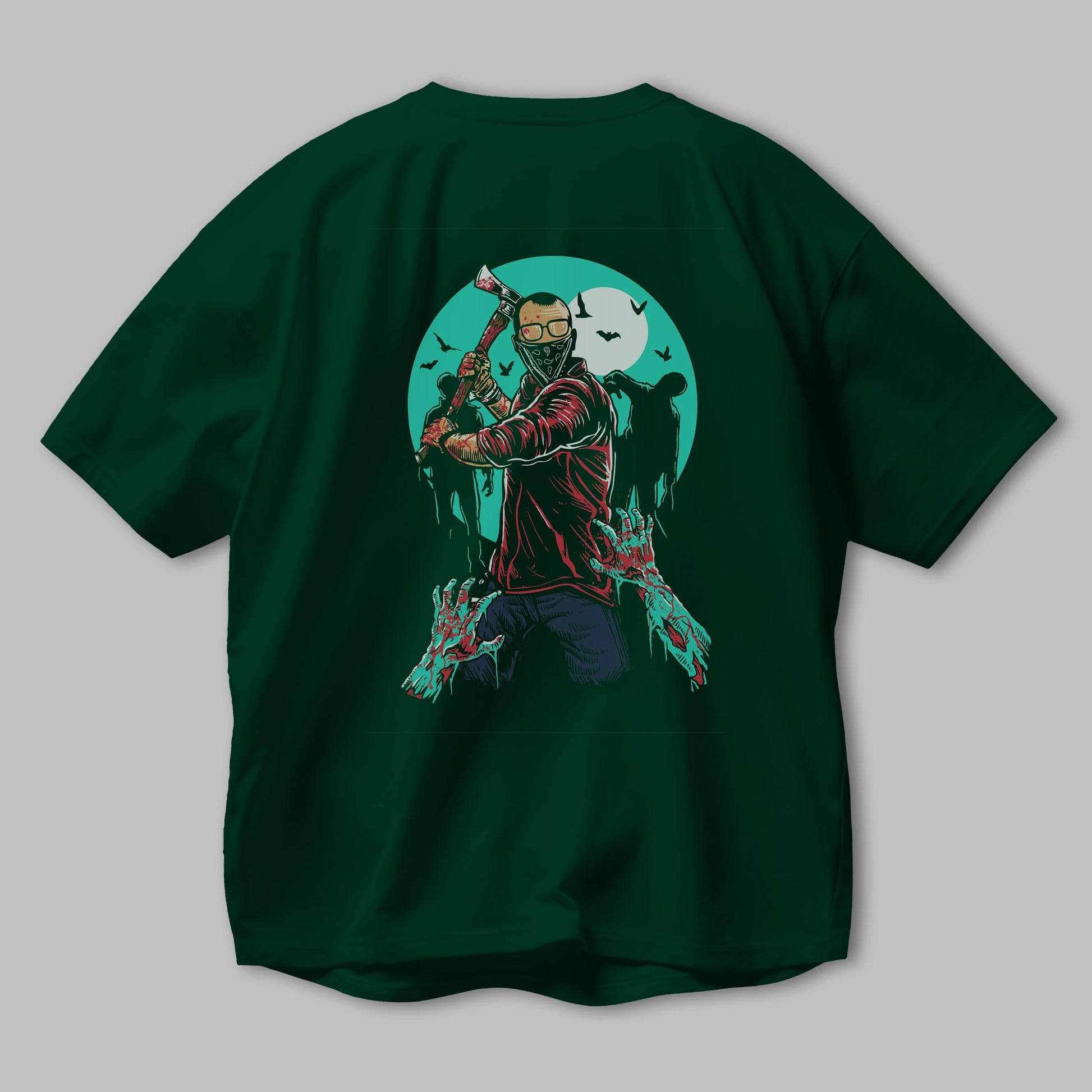 Zombie Killer Arka Baskılı Oversize t-shirt Erkek Kadın Unisex %100 Pamuk