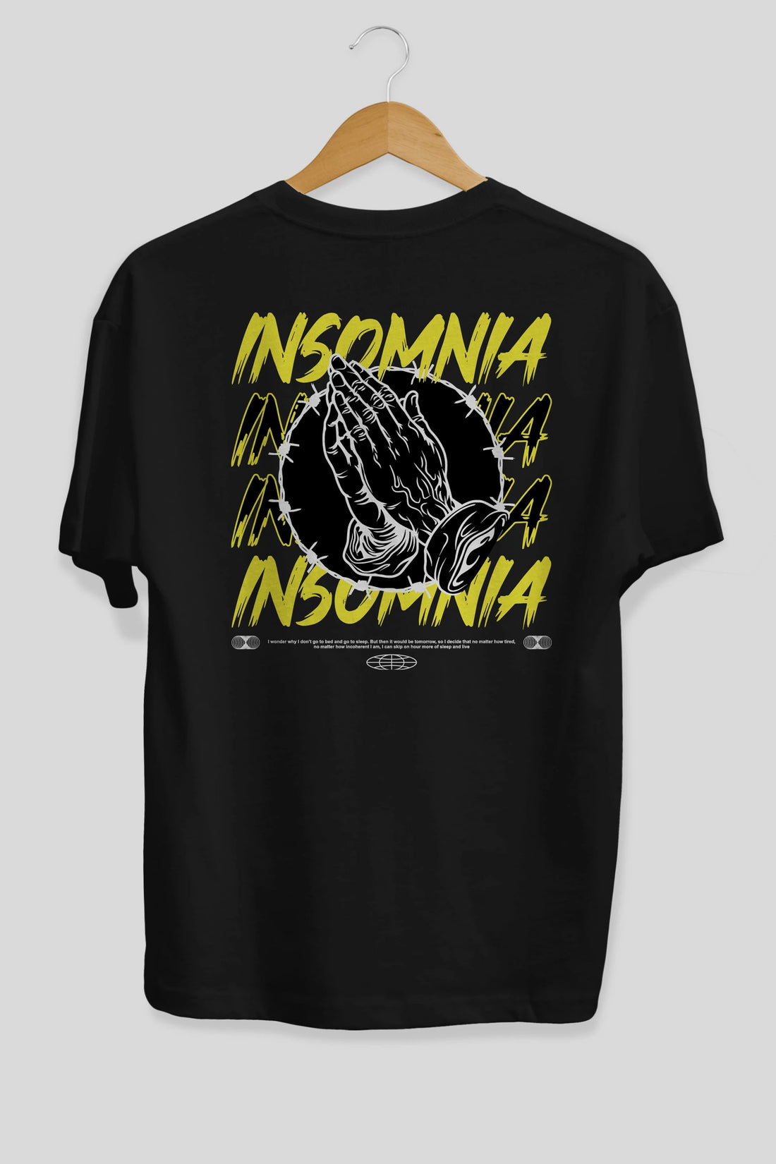 Insomnia Streetwear Arka Baskılı Oversize t-shirt Erkek Kadın Unisex