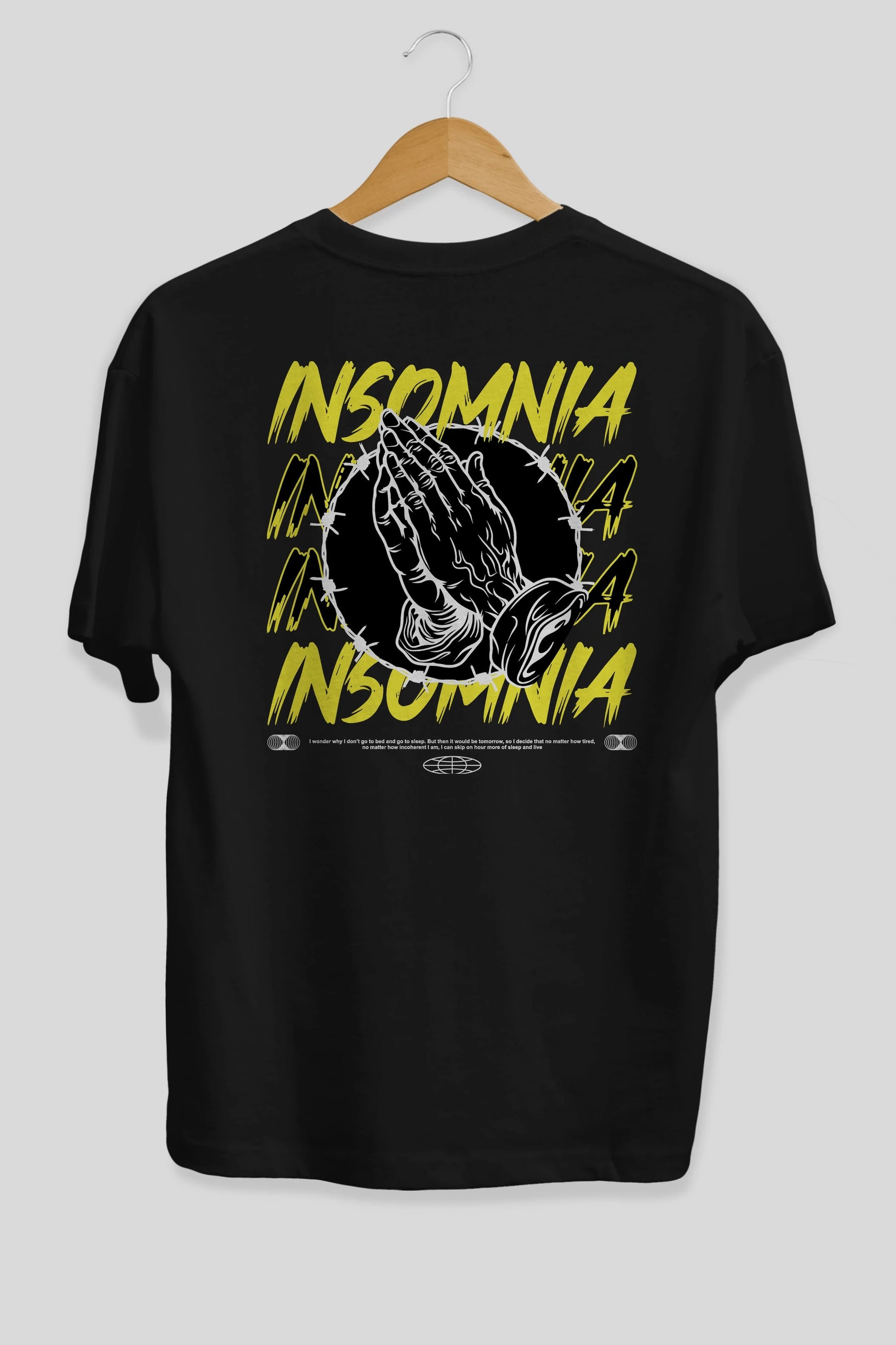 Insomnia Streetwear Arka Baskılı Oversize t-shirt Erkek Kadın Unisex